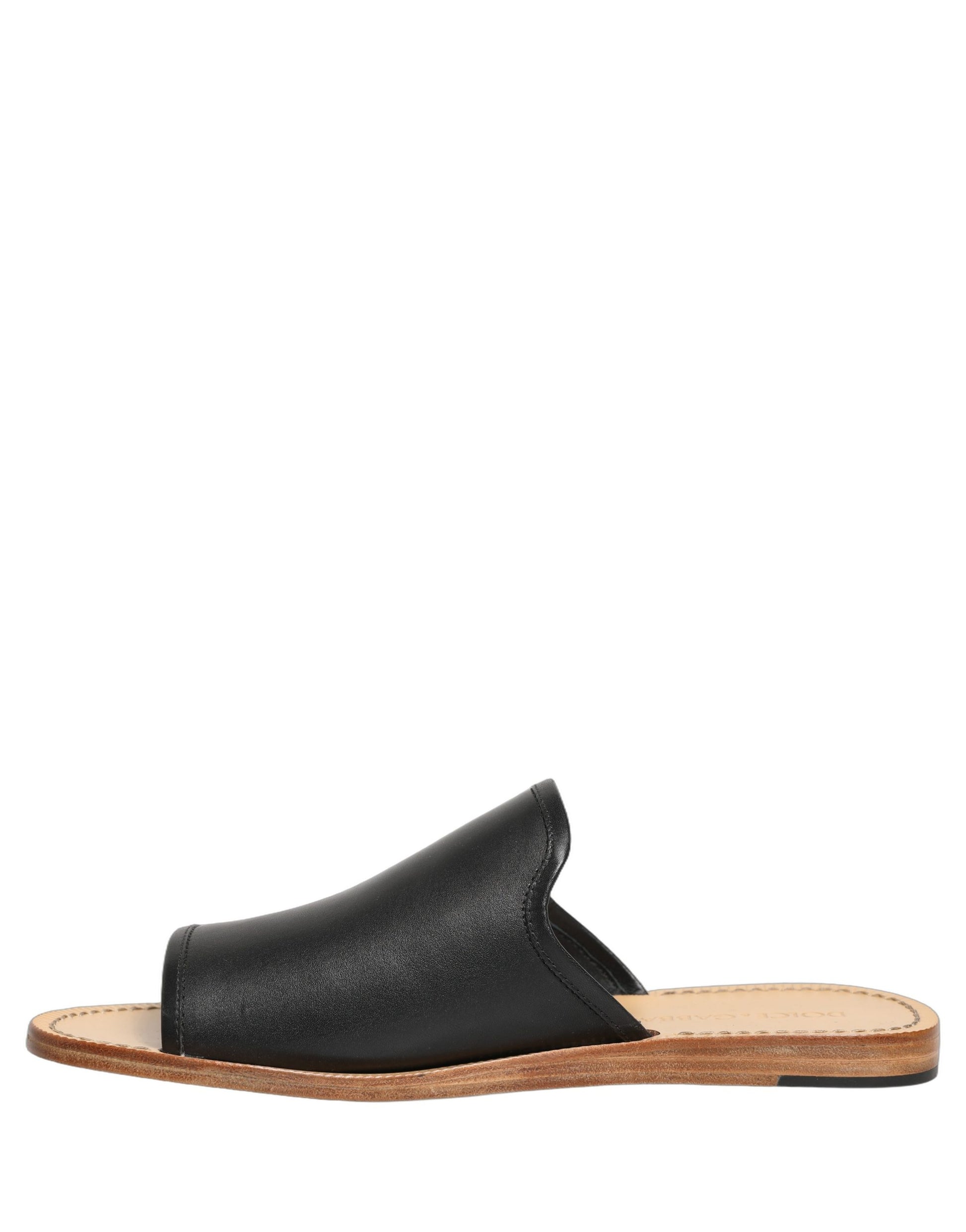 Dolce & Gabbana Claquettes Sandales Plates en Cuir Marron pour Homme