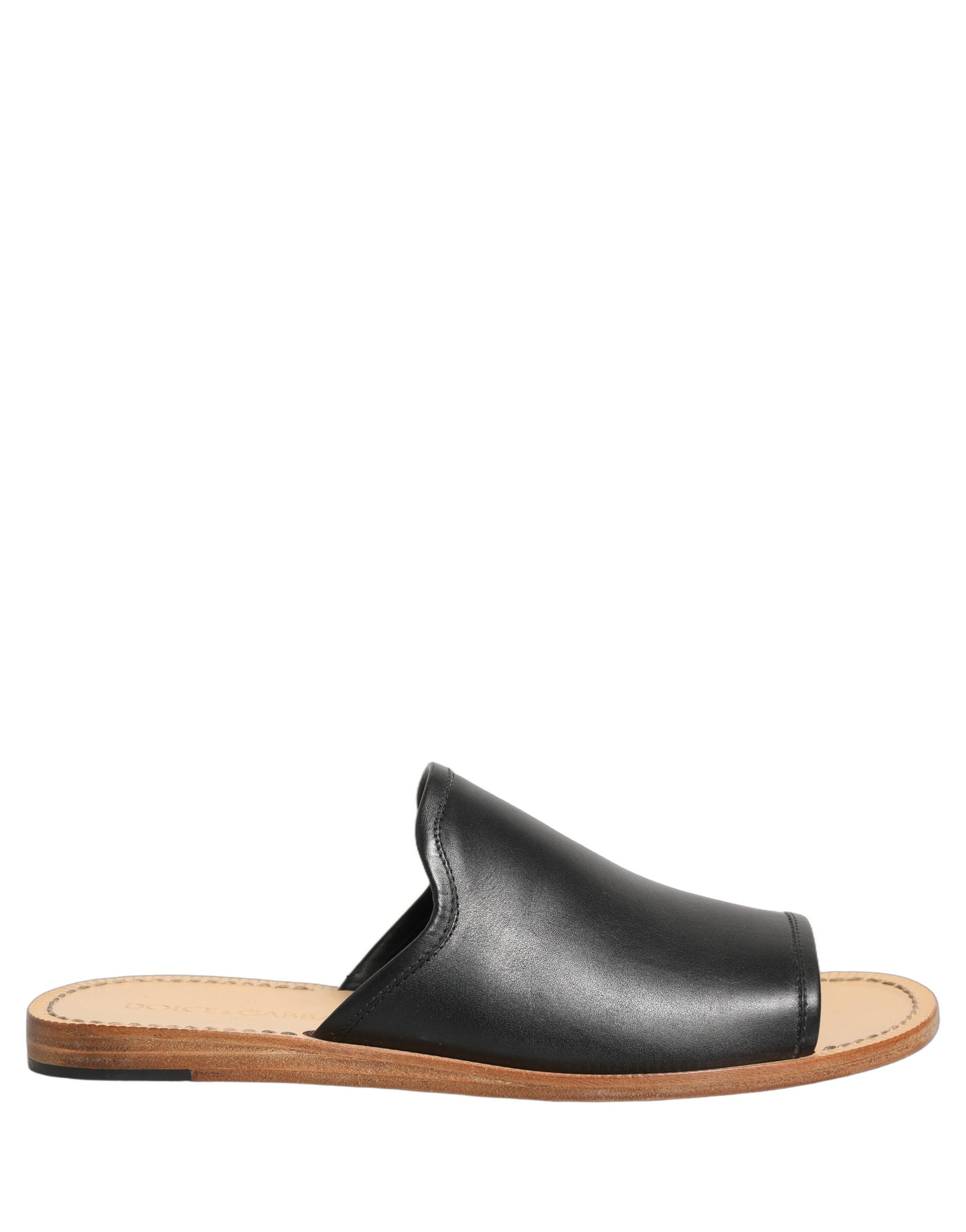 Dolce & Gabbana Claquettes Sandales Plates en Cuir Marron pour Homme