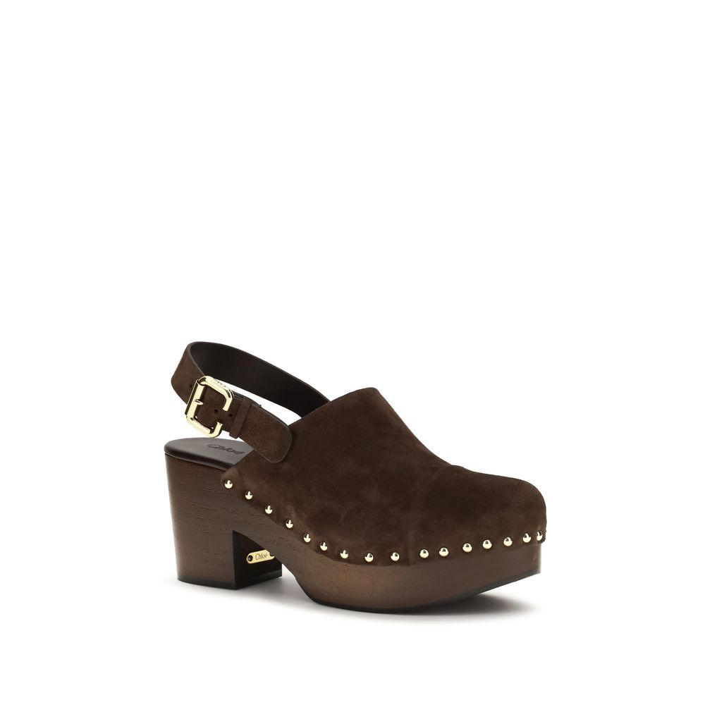 Sabots Chloé en cuir de veau marron Bos Taurus