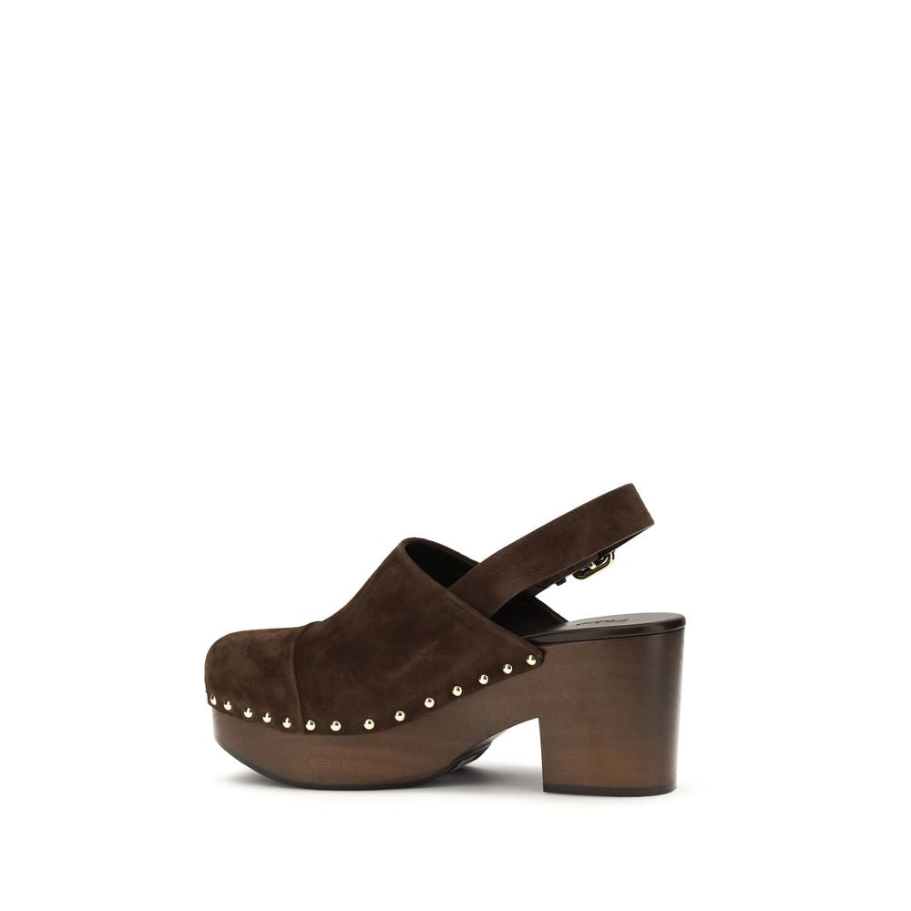 Sabots Chloé en cuir de veau marron Bos Taurus