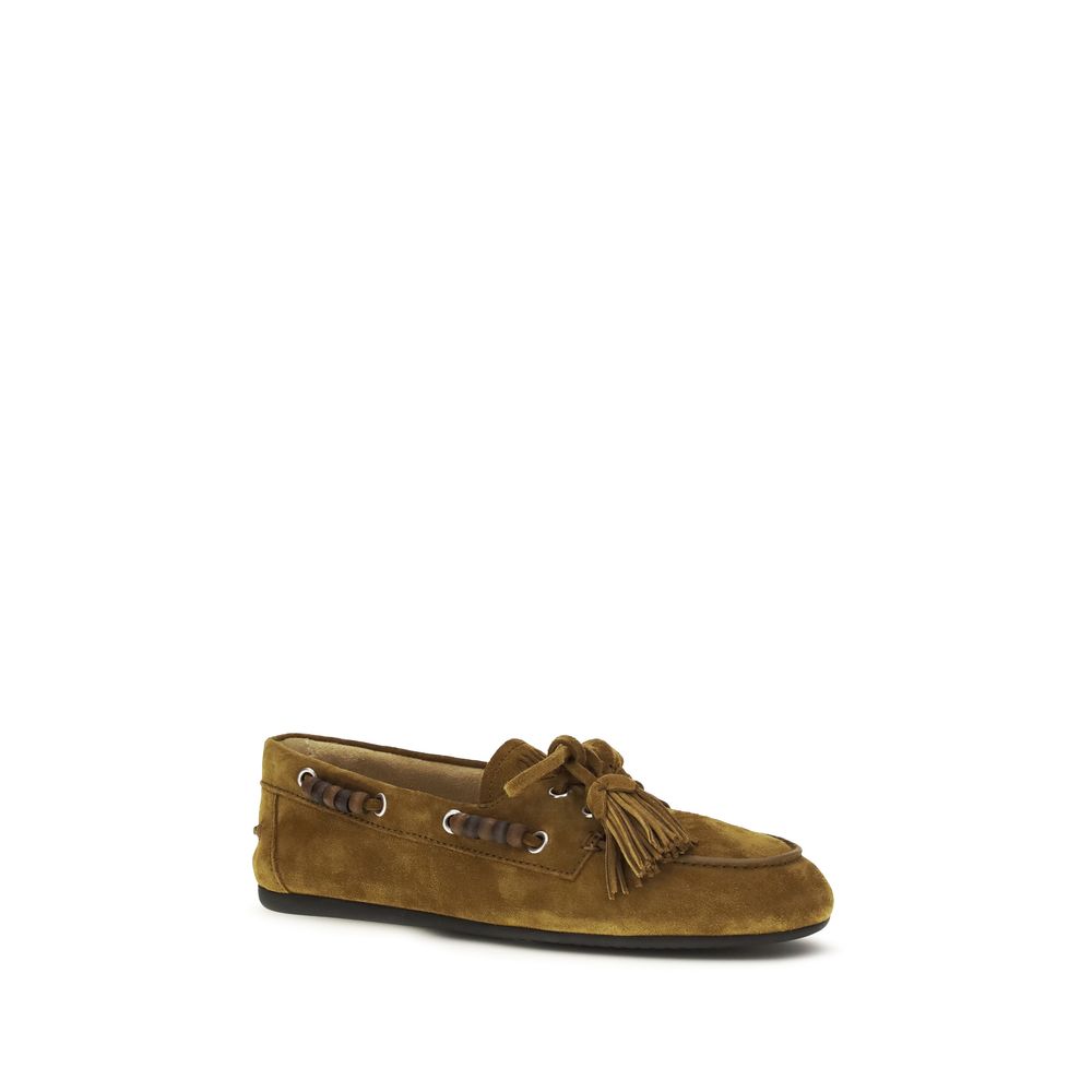 Mocassins à enfiler Miu Miu en cuir de veau beige (Bos Taurus)