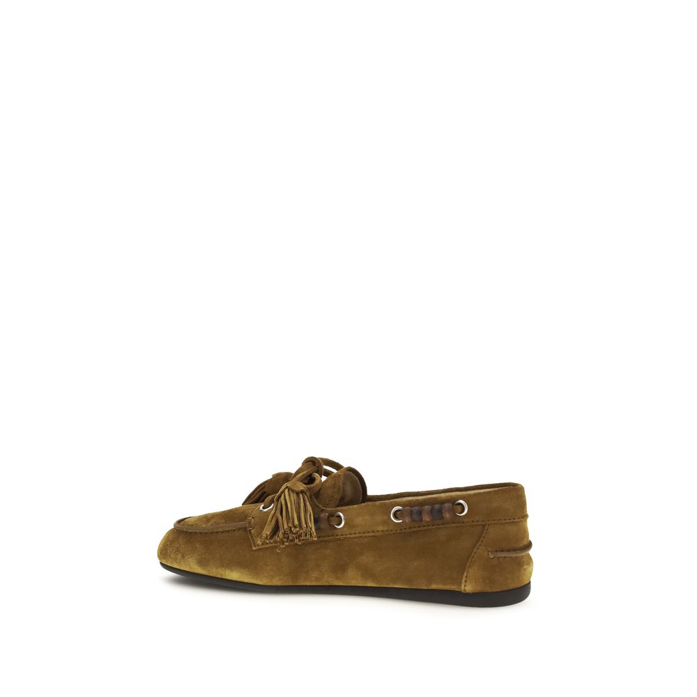 Mocassins à enfiler Miu Miu en cuir de veau beige (Bos Taurus)