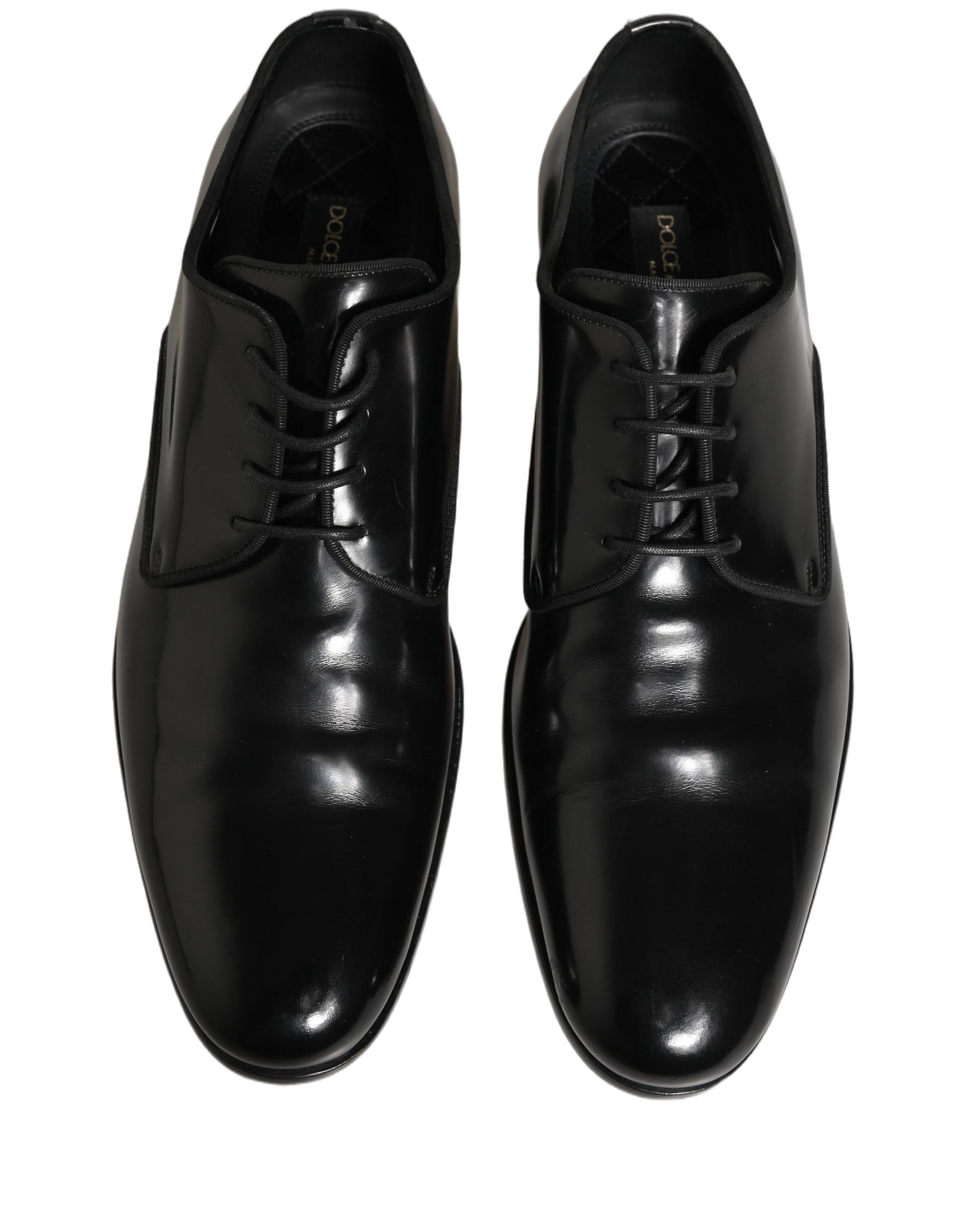 Dolce & Gabbana Black Leather Men Derby Dress Formal Shoes