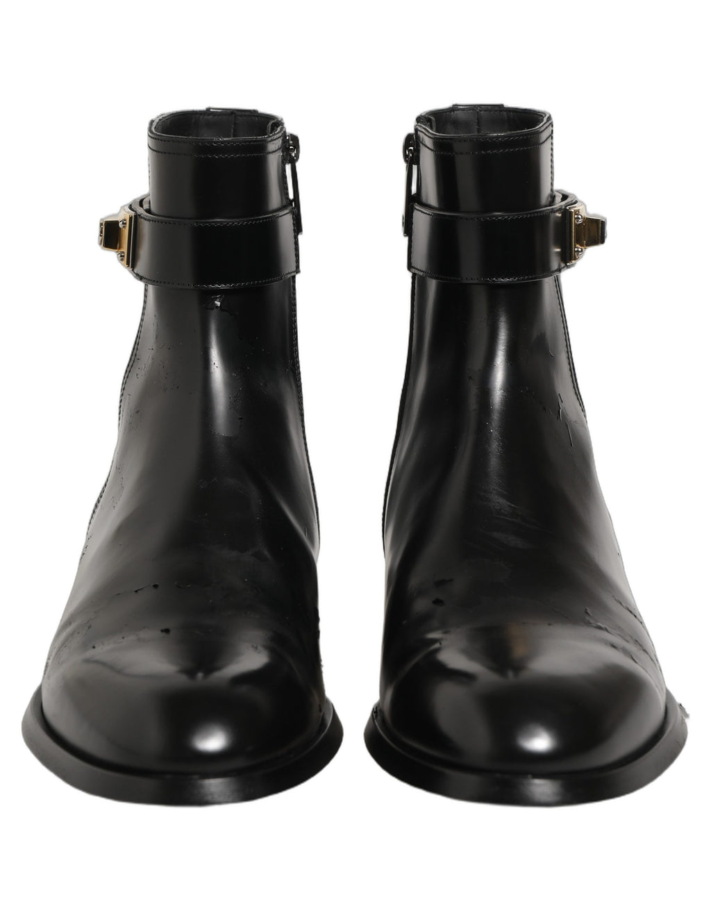 Bottes mi-mollet Dolce & Gabbana en cuir noir avec boucle logo