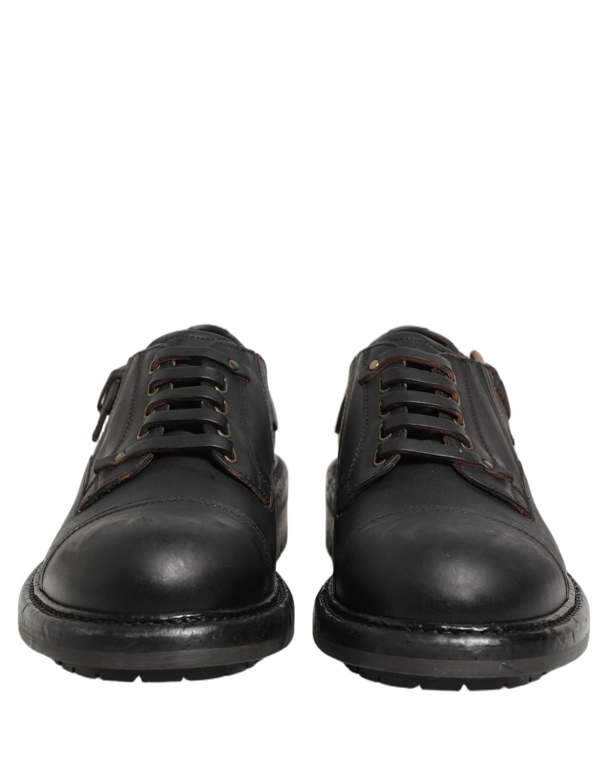 Dolce & Gabbana Dress Black Leather Lace Up Derby Men Shoes