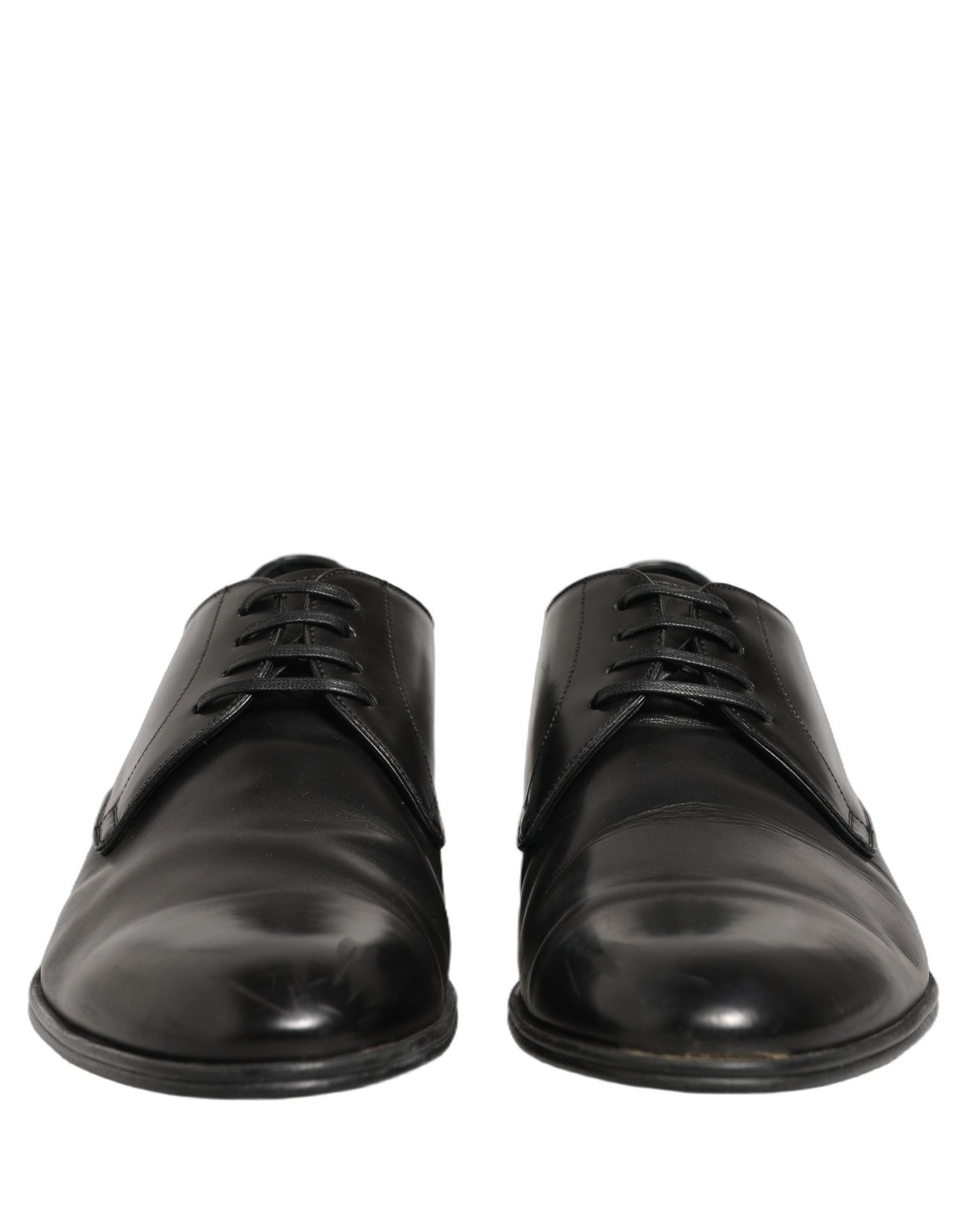 Robe Dolce & Gabbana Chaussures Derby à Lacets en Cuir Noir