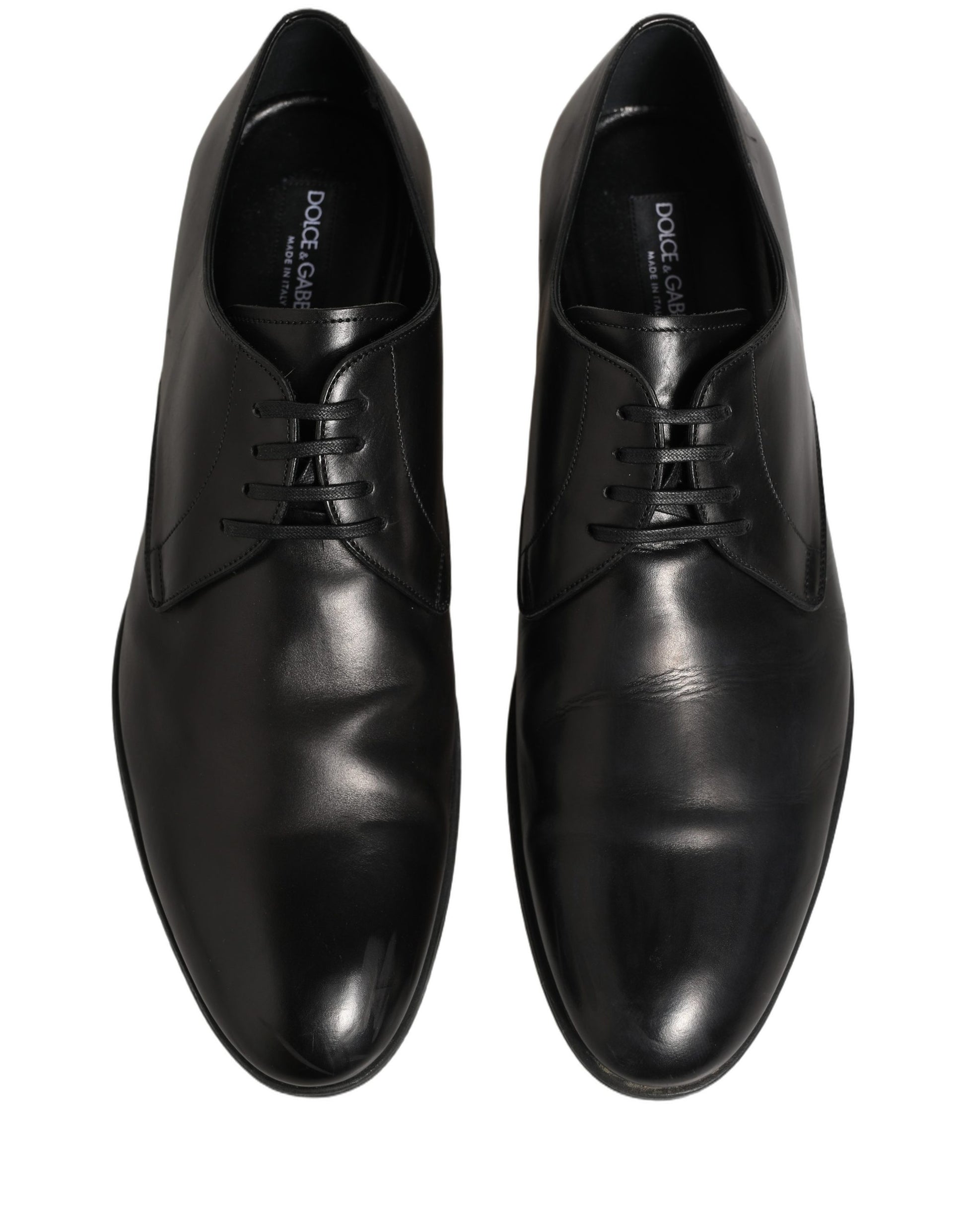 Robe Dolce & Gabbana Chaussures Derby à Lacets en Cuir Noir
