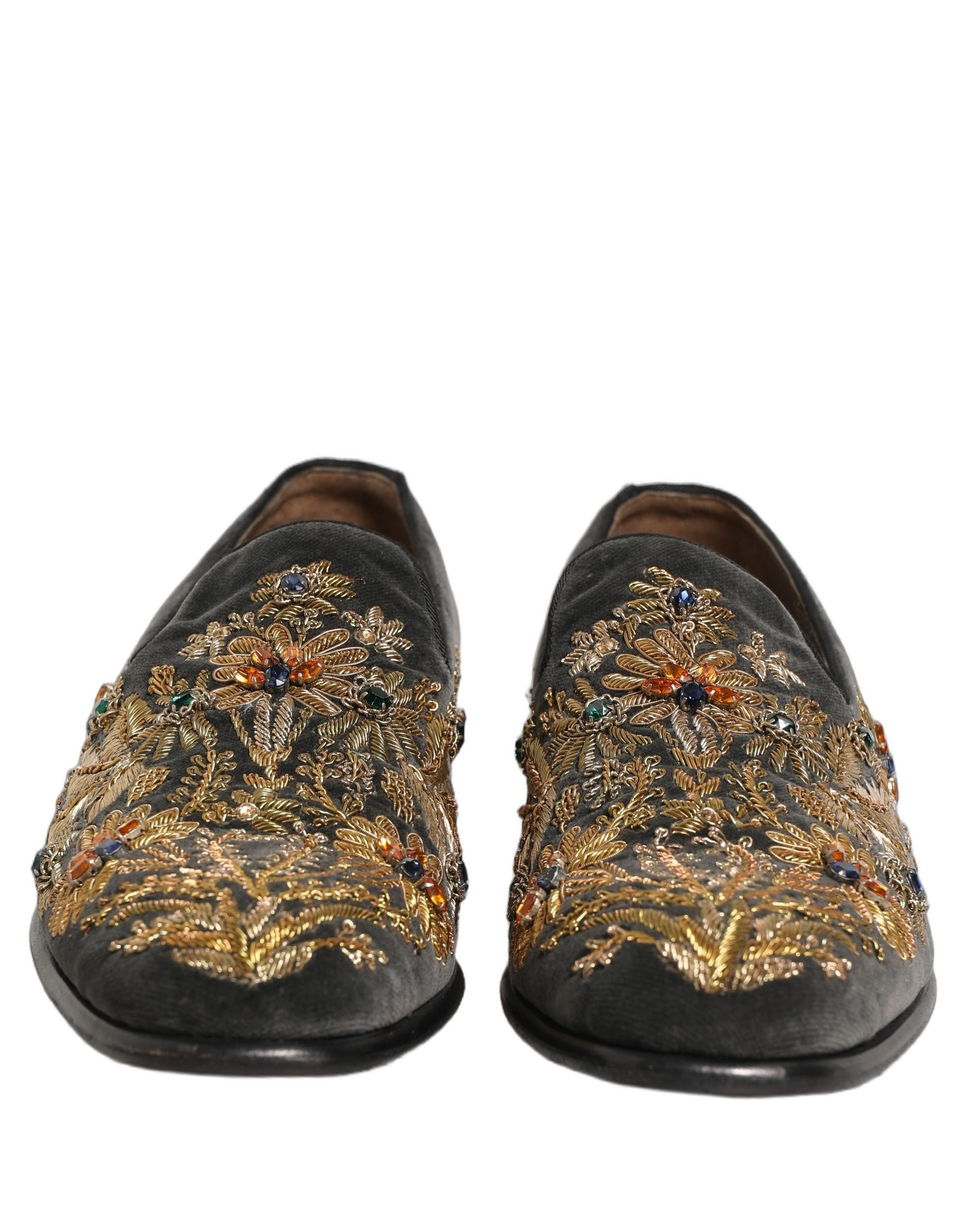 Chaussures Mocassins Dolce & Gabbana en Velours Noir Orné