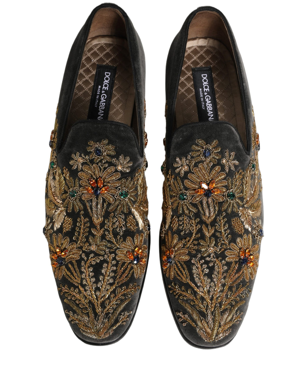 Chaussures Mocassins Dolce & Gabbana en Velours Noir Orné