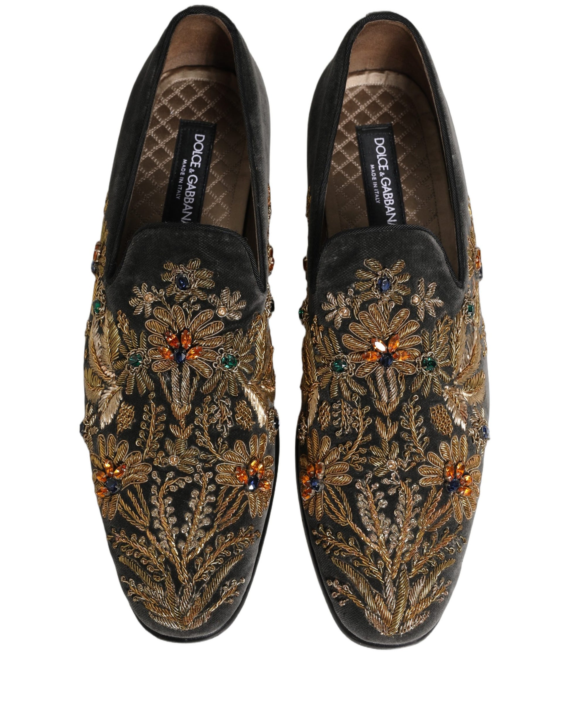 Chaussures Mocassins Dolce & Gabbana en Velours Noir Orné