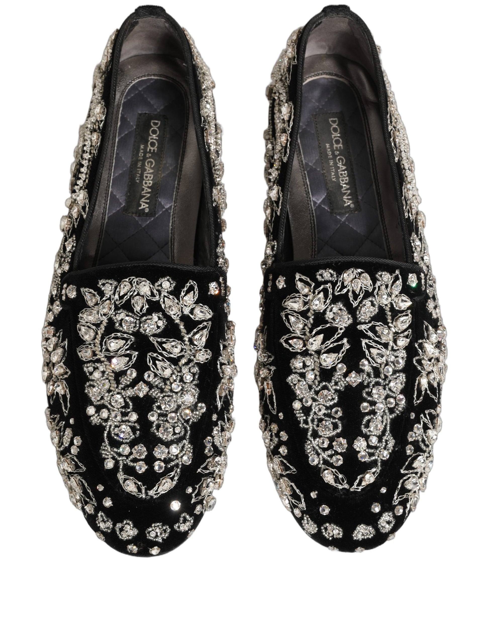 Chaussures Mocassins Dolce & Gabbana en Velours Noir Orné