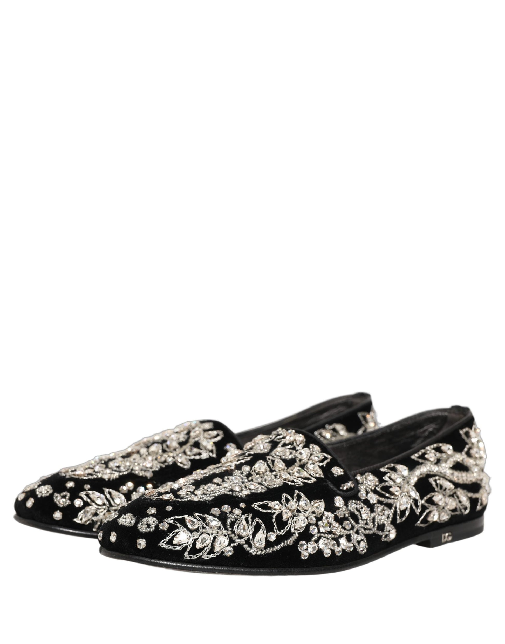Chaussures Mocassins Dolce & Gabbana en Velours Noir Orné