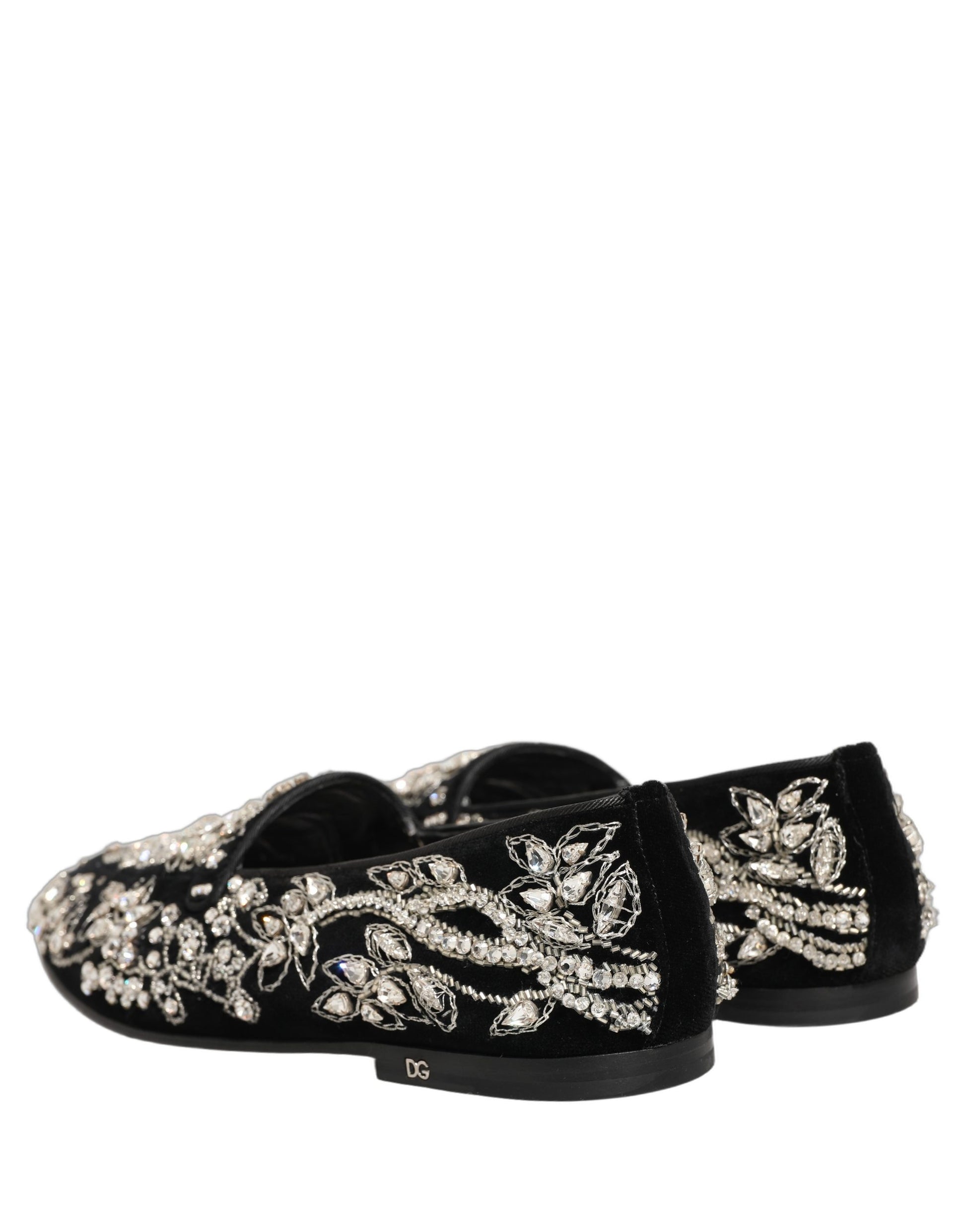 Chaussures Mocassins Dolce & Gabbana en Velours Noir Orné