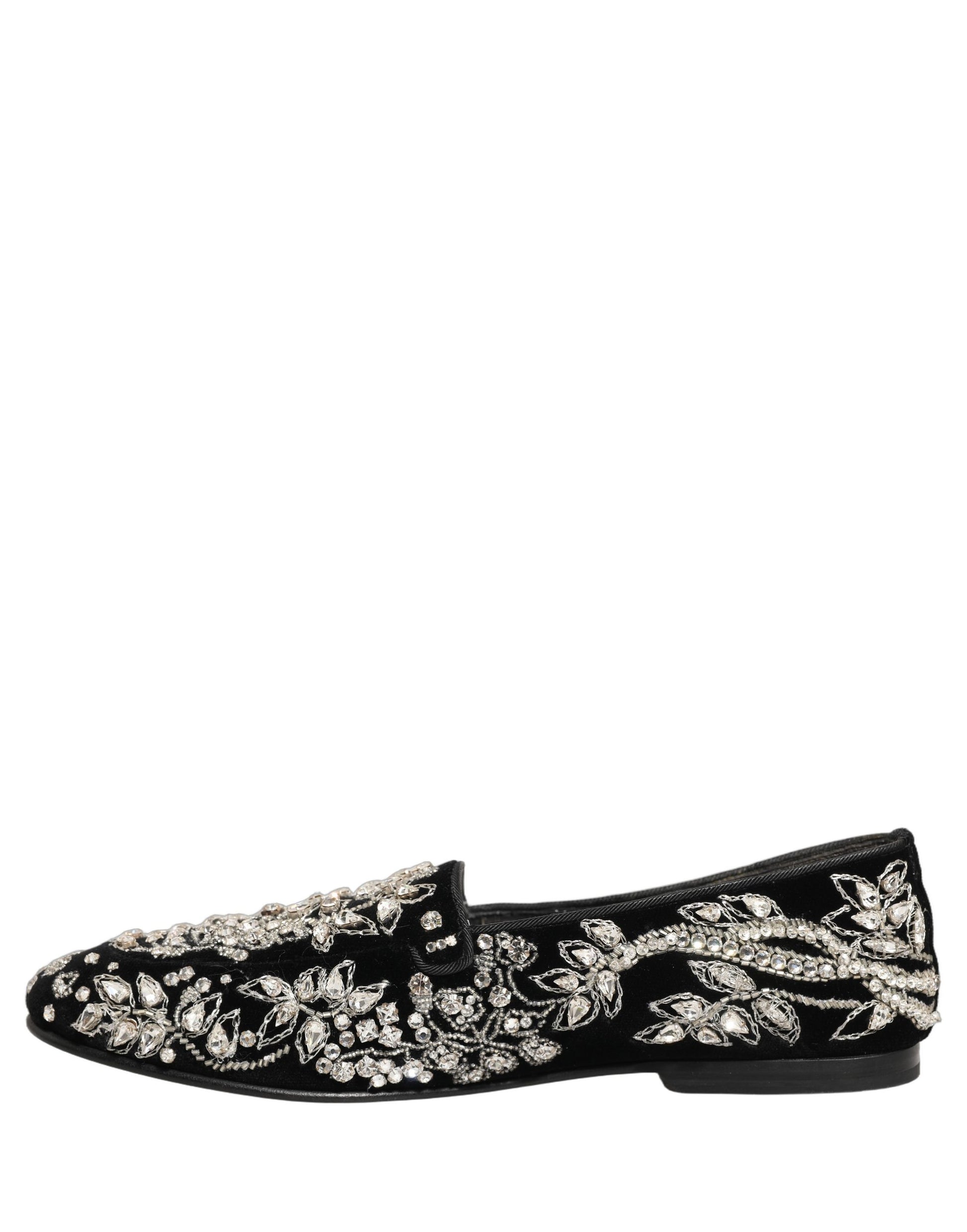 Chaussures Mocassins Dolce & Gabbana en Velours Noir Orné