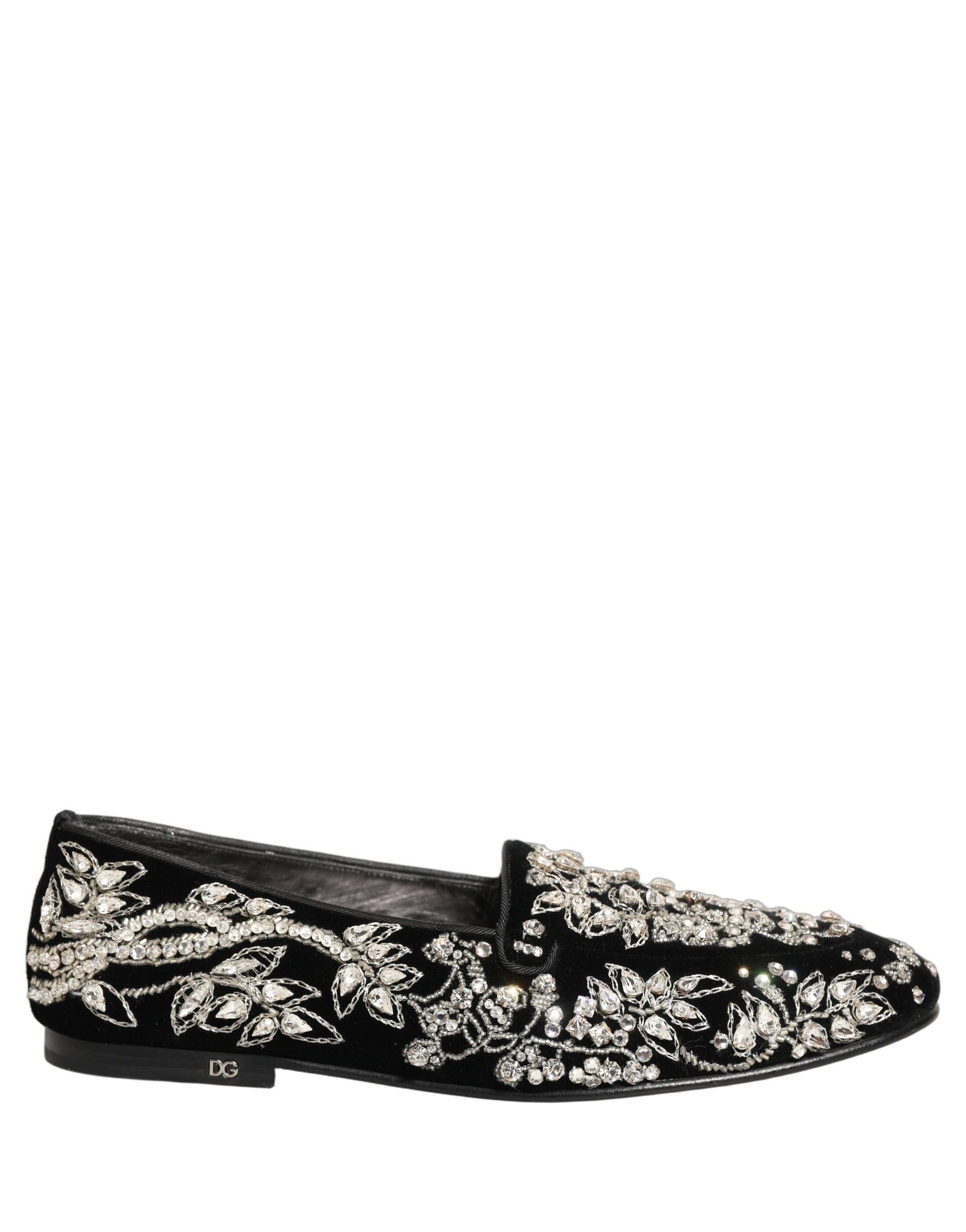 Chaussures Mocassins Dolce & Gabbana en Velours Noir Orné
