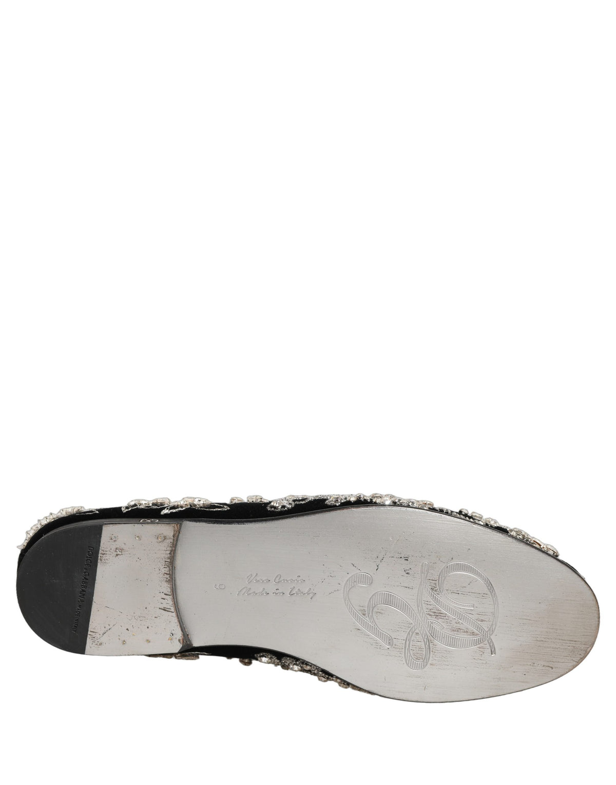 Dolce & Gabbana Schwarze Samt Verzierte Loafers Schuhe