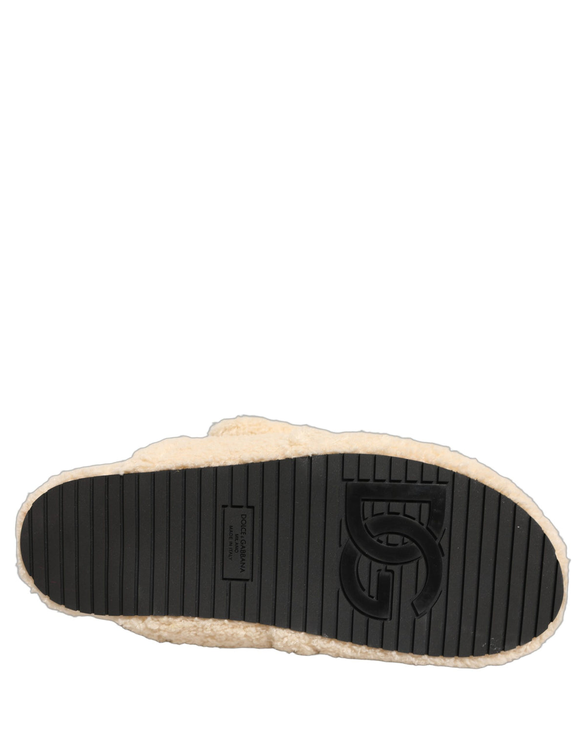 Dolce & Gabbana Beige Kunstfell Flats Herren Slides Sandalen Schuhe