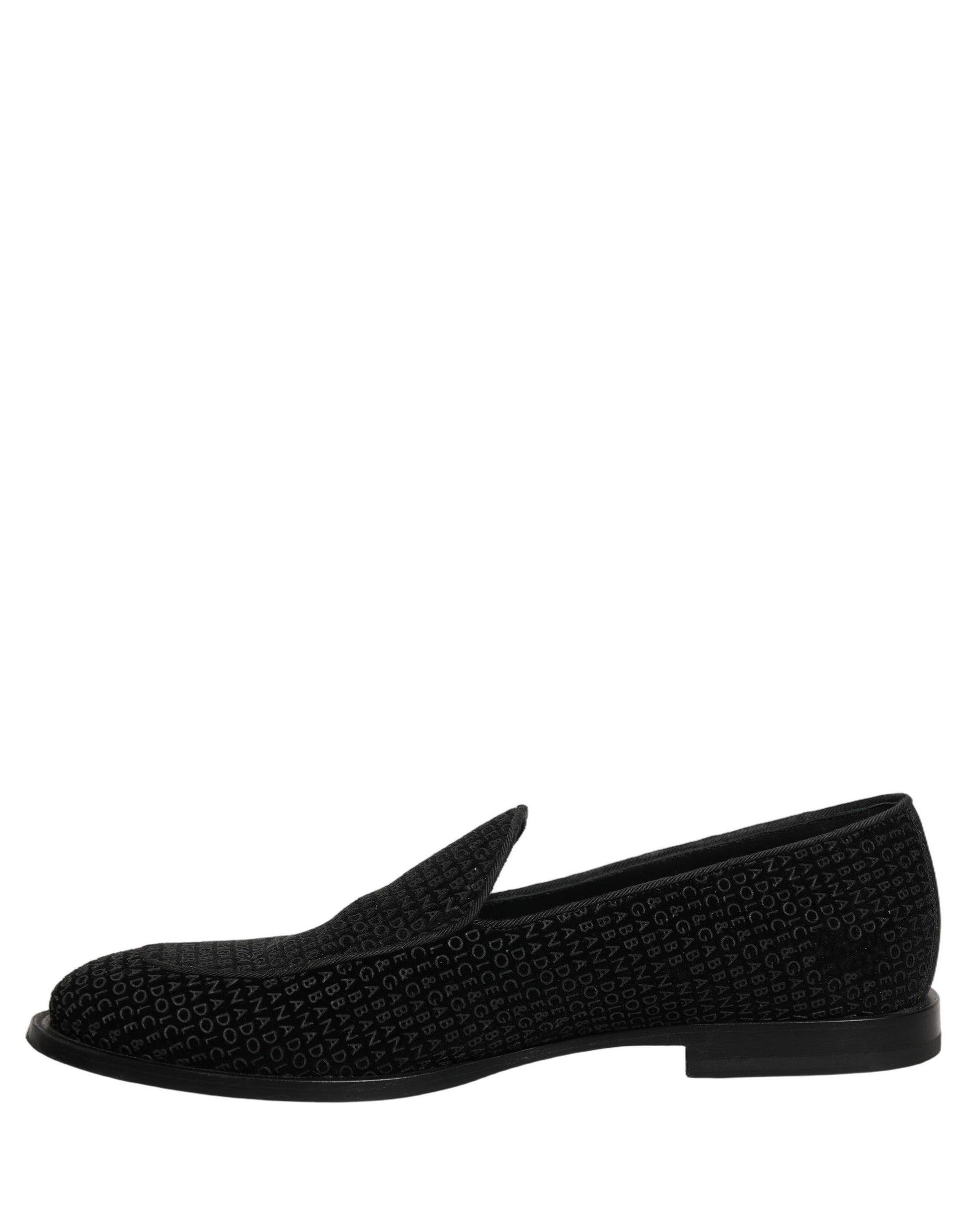 Chaussures habillées mocassins à monogramme logo noir Dolce & Gabbana pour homme