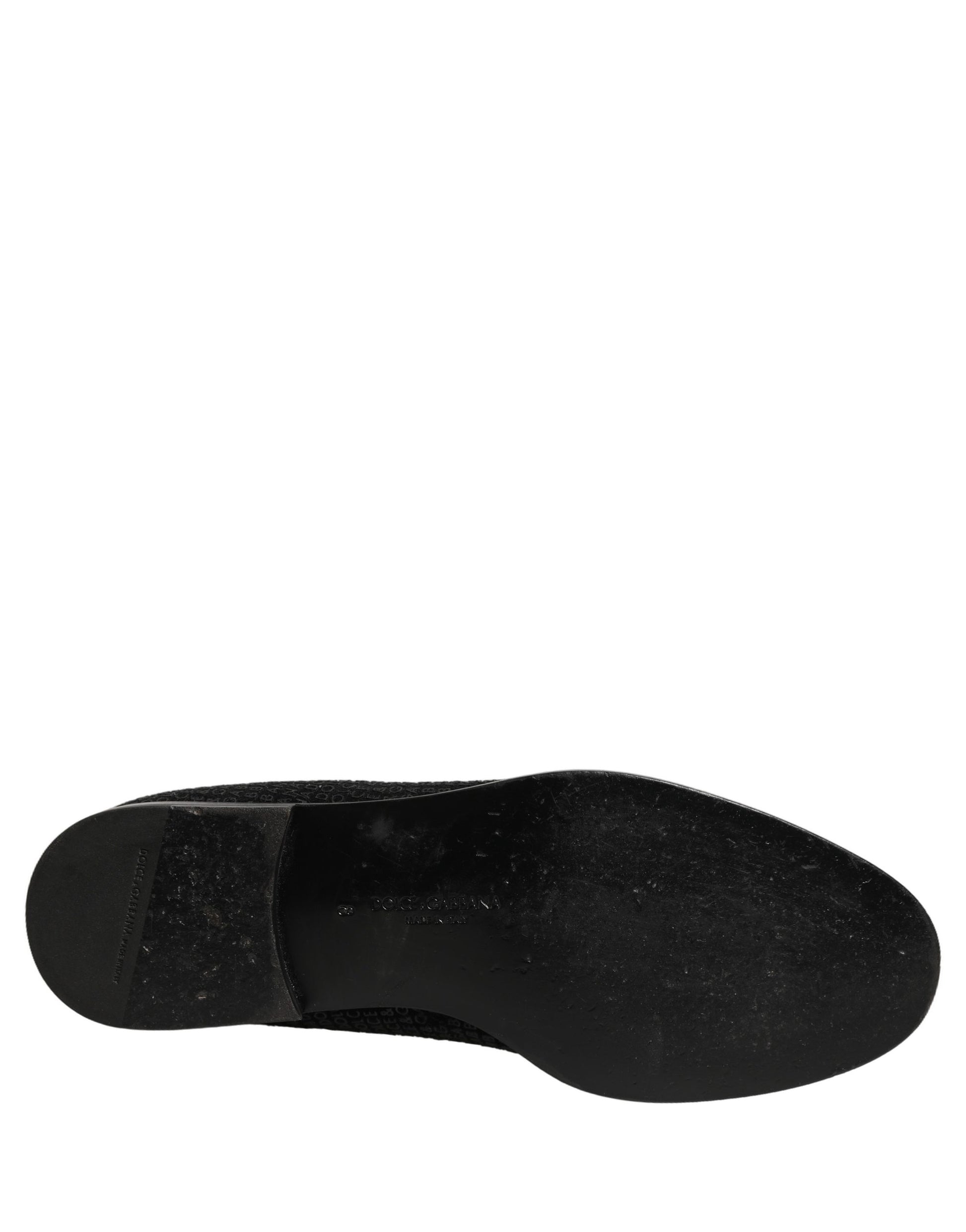 Chaussures habillées mocassins à monogramme logo noir Dolce & Gabbana pour homme