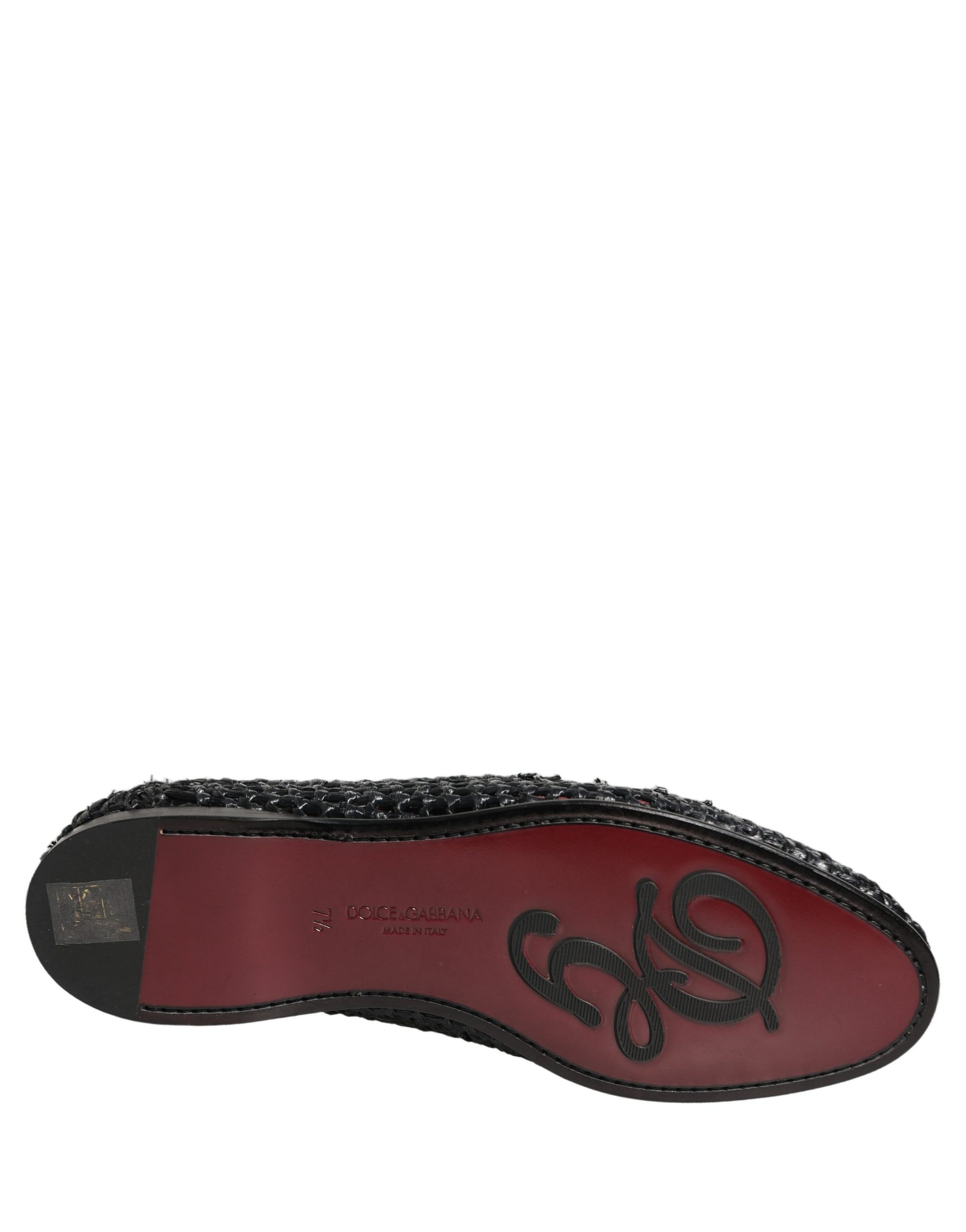 Mocassins à enfiler Dolce & Gabbana en raphia tressé noir
