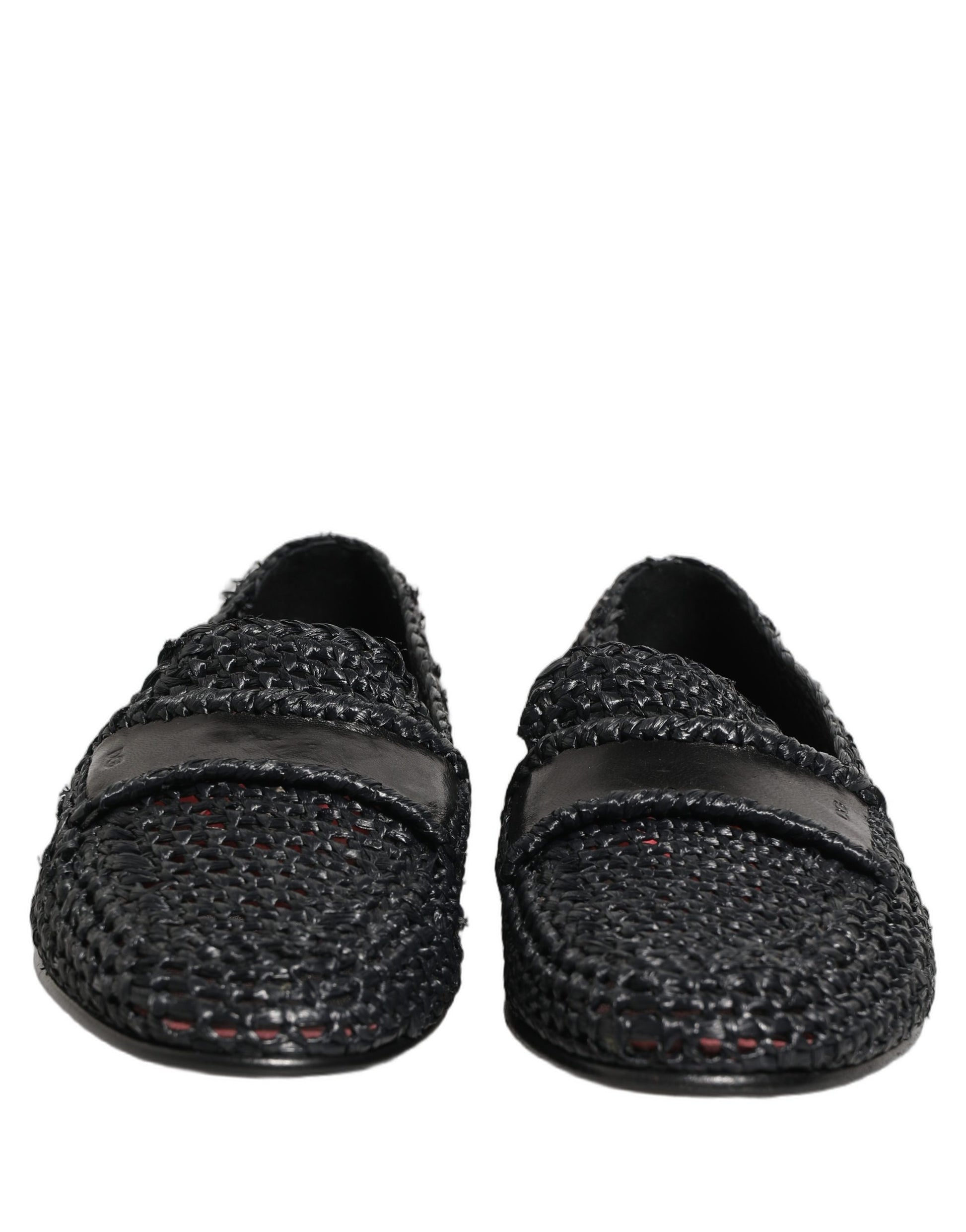 Mocassins à enfiler Dolce & Gabbana en raphia tressé noir