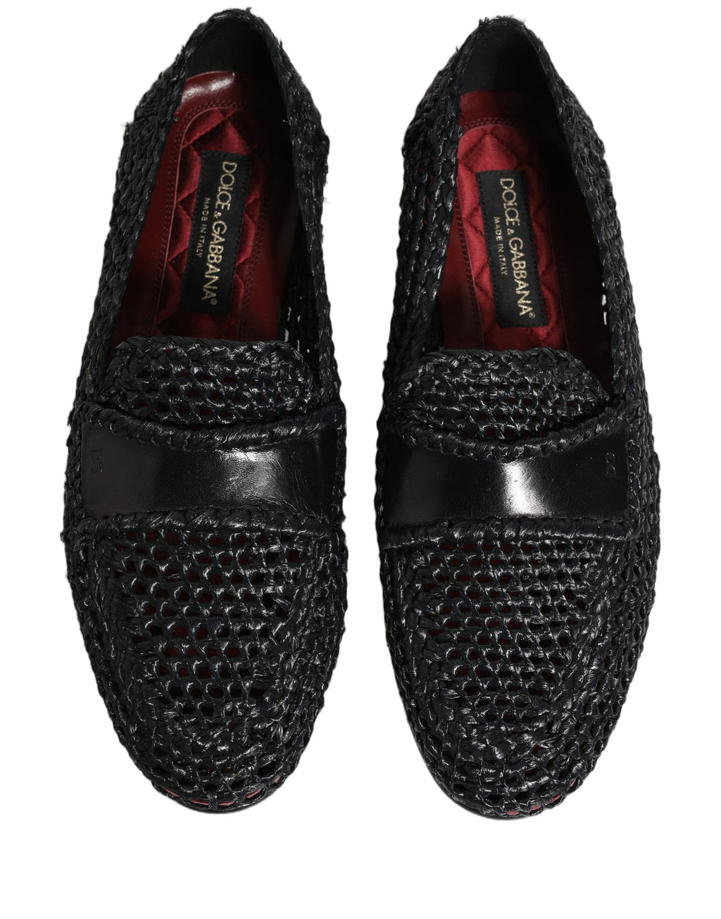 Mocassins à enfiler Dolce & Gabbana en raphia tressé noir