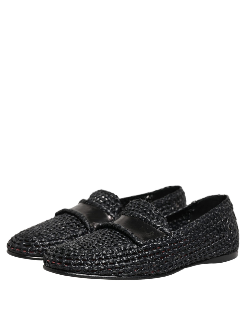 Mocassins à enfiler Dolce & Gabbana en raphia tressé noir