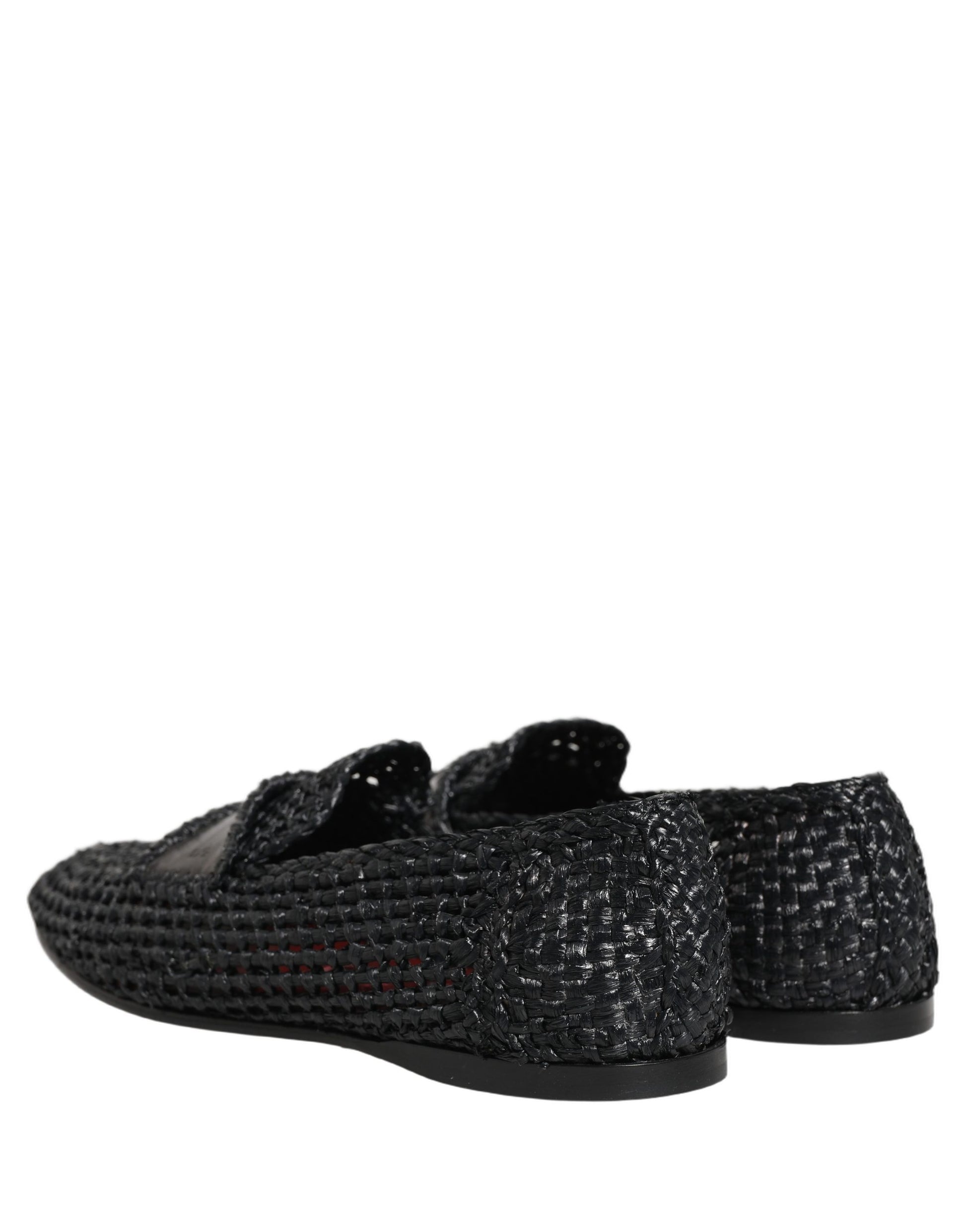 Mocassins à enfiler Dolce & Gabbana en raphia tressé noir