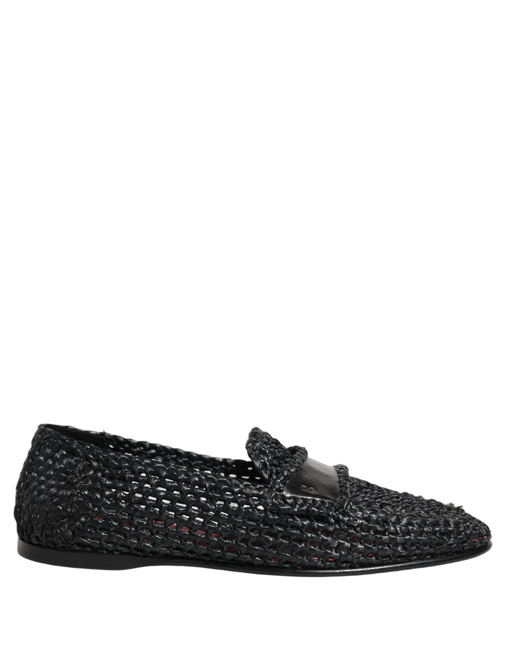 Mocassins à enfiler Dolce & Gabbana en raphia tressé noir