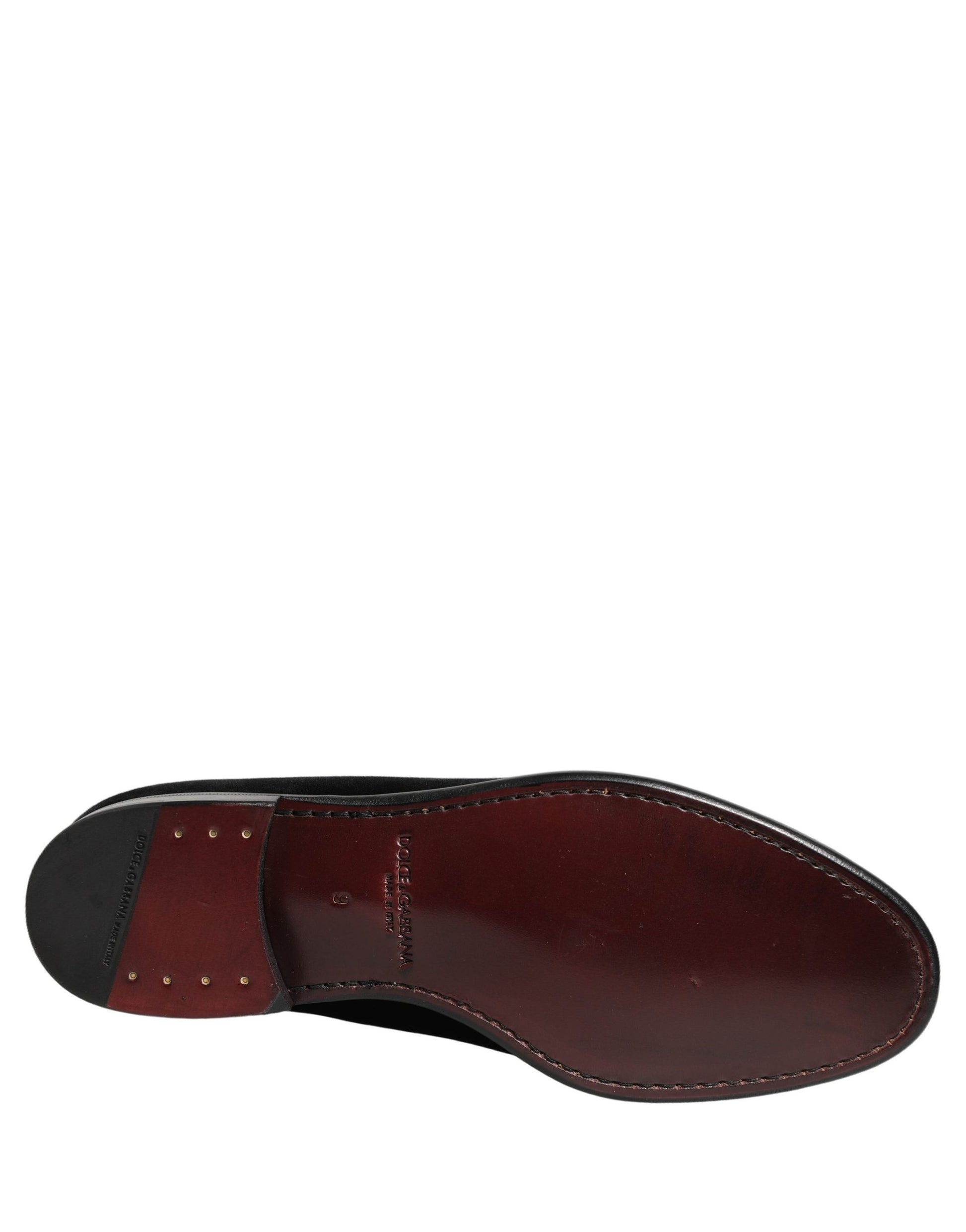 Mocassins en velours noir Dolce & Gabbana Chaussures de soirée habillées pour hommes