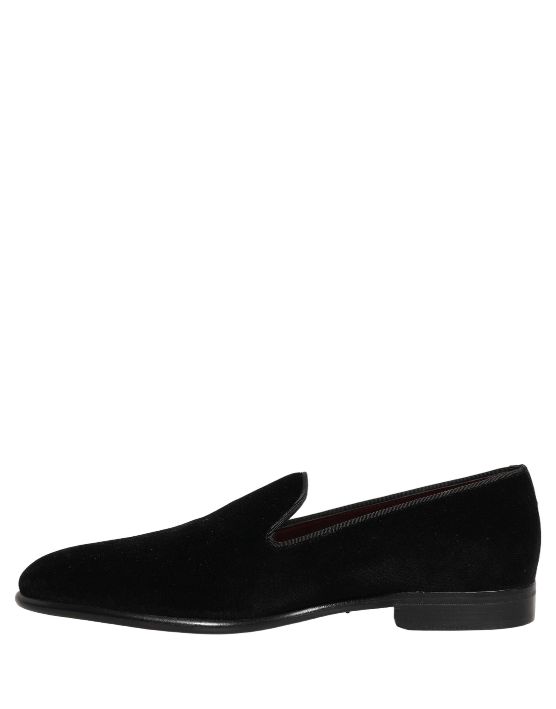 Mocassins en velours noir Dolce & Gabbana Chaussures de soirée habillées pour hommes