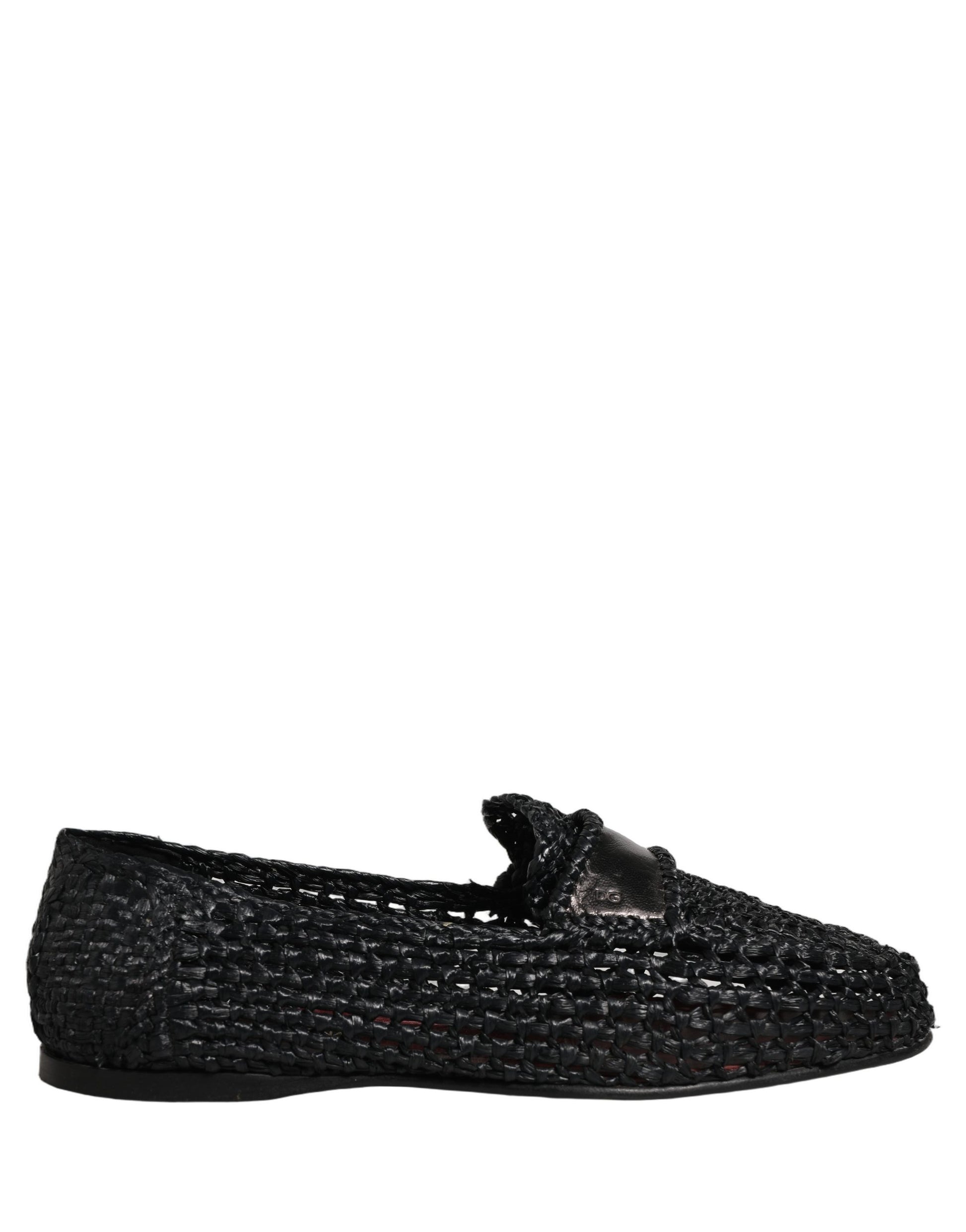 Dolce & Gabbana Black Woven Leather Slip On Loafers Men Shoes