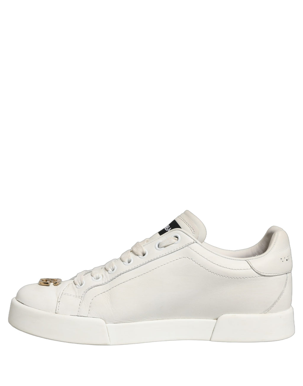 Chaussures Sneakers Basses Dolce & Gabbana en Cuir Blanc avec Plaque Logo