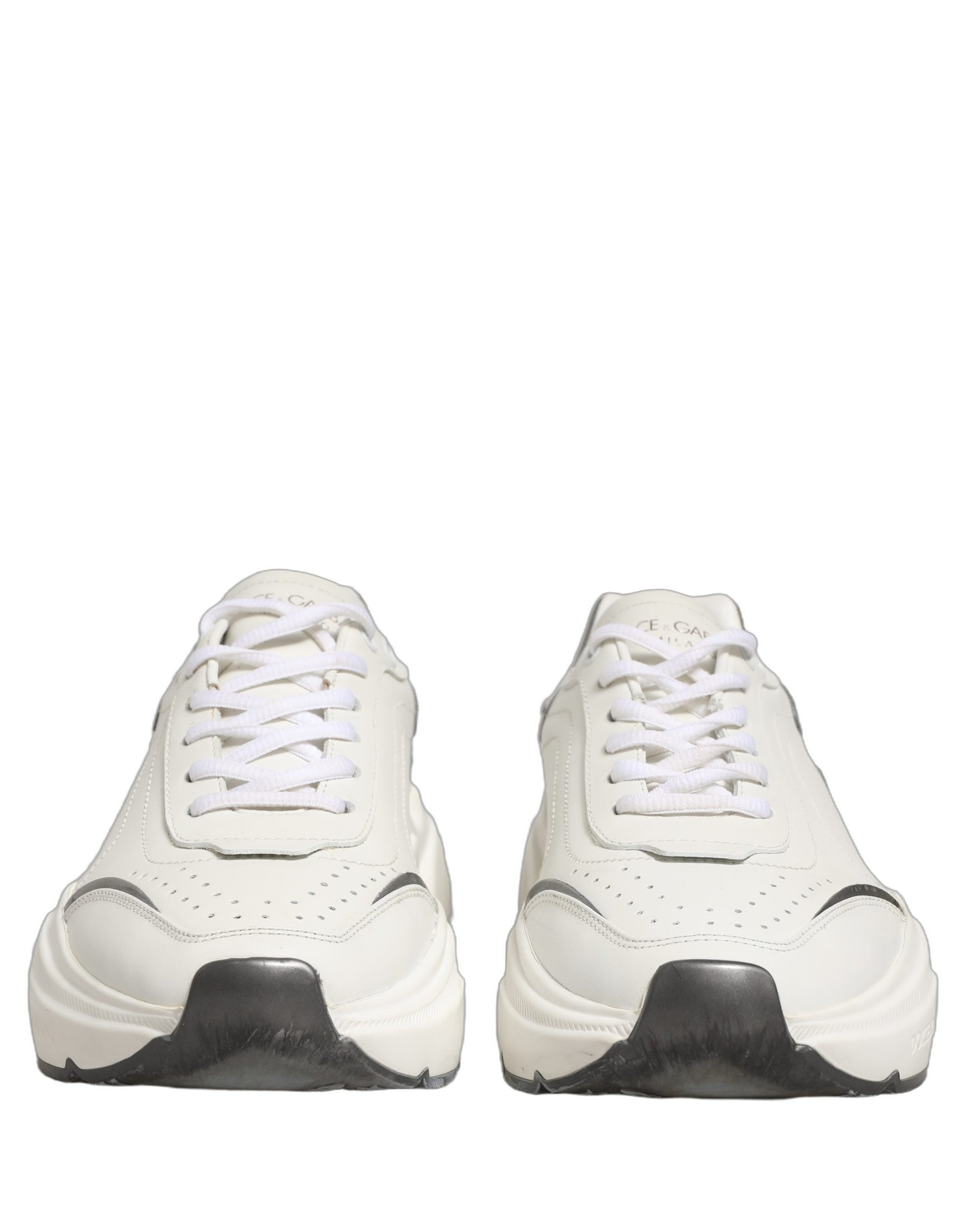 Chaussures Baskets Basses en Cuir Daymaster Dolce & Gabbana Blanc Argent