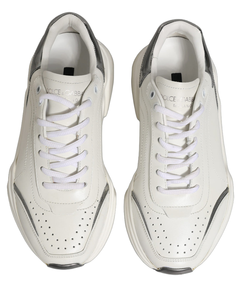 Chaussures Baskets Basses en Cuir Daymaster Dolce & Gabbana Blanc Argent