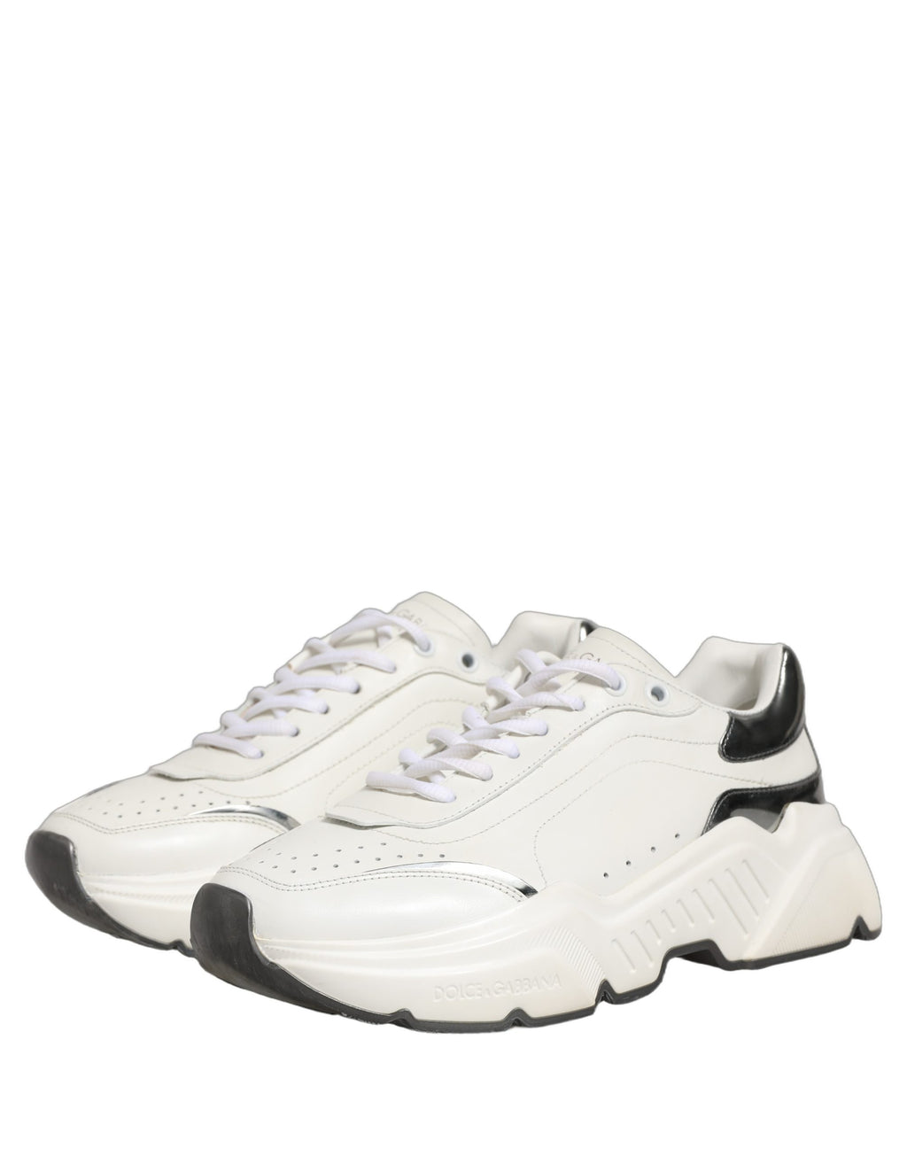 Chaussures Baskets Basses en Cuir Daymaster Dolce & Gabbana Blanc Argent