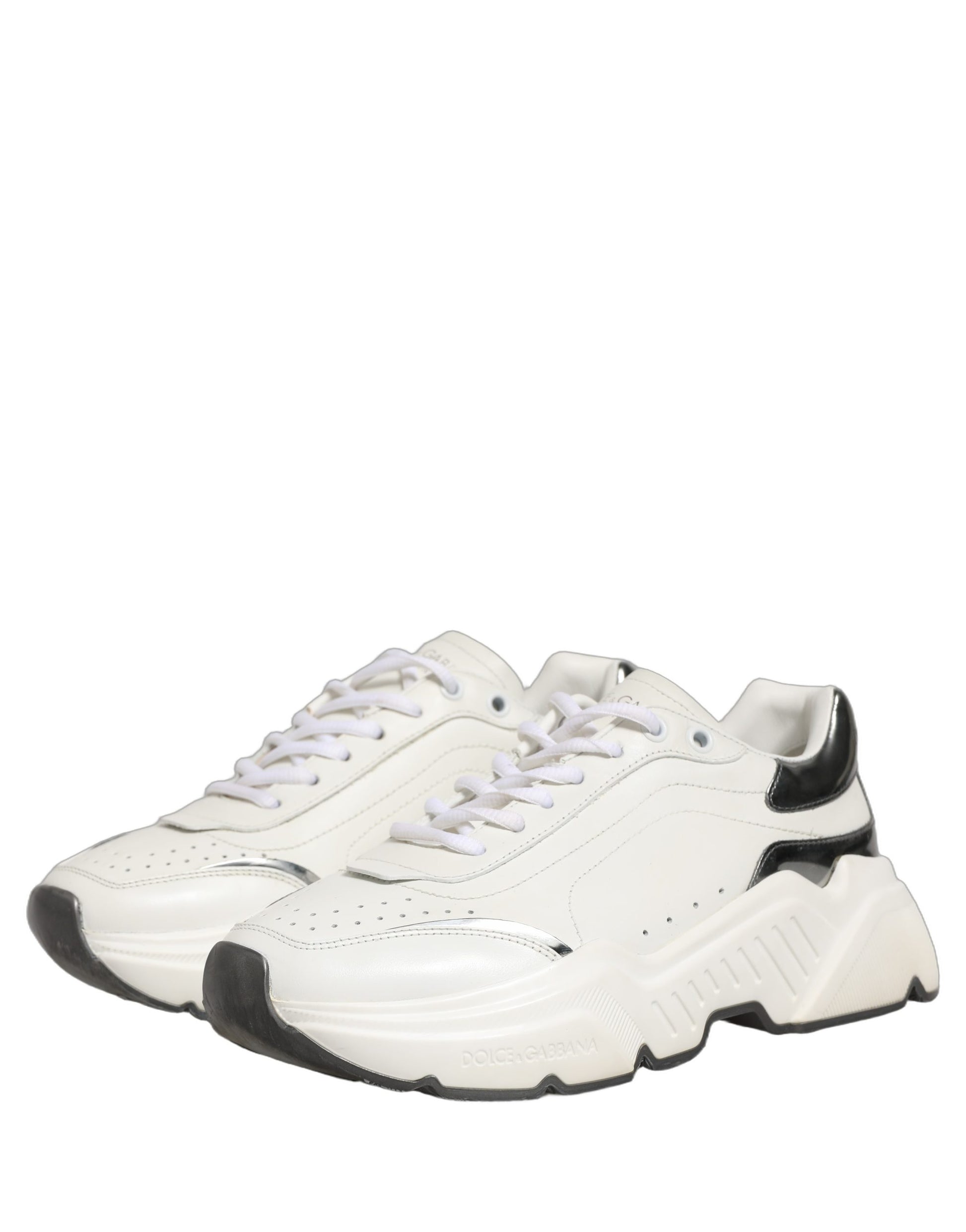 Chaussures Baskets Basses en Cuir Daymaster Dolce & Gabbana Blanc Argent