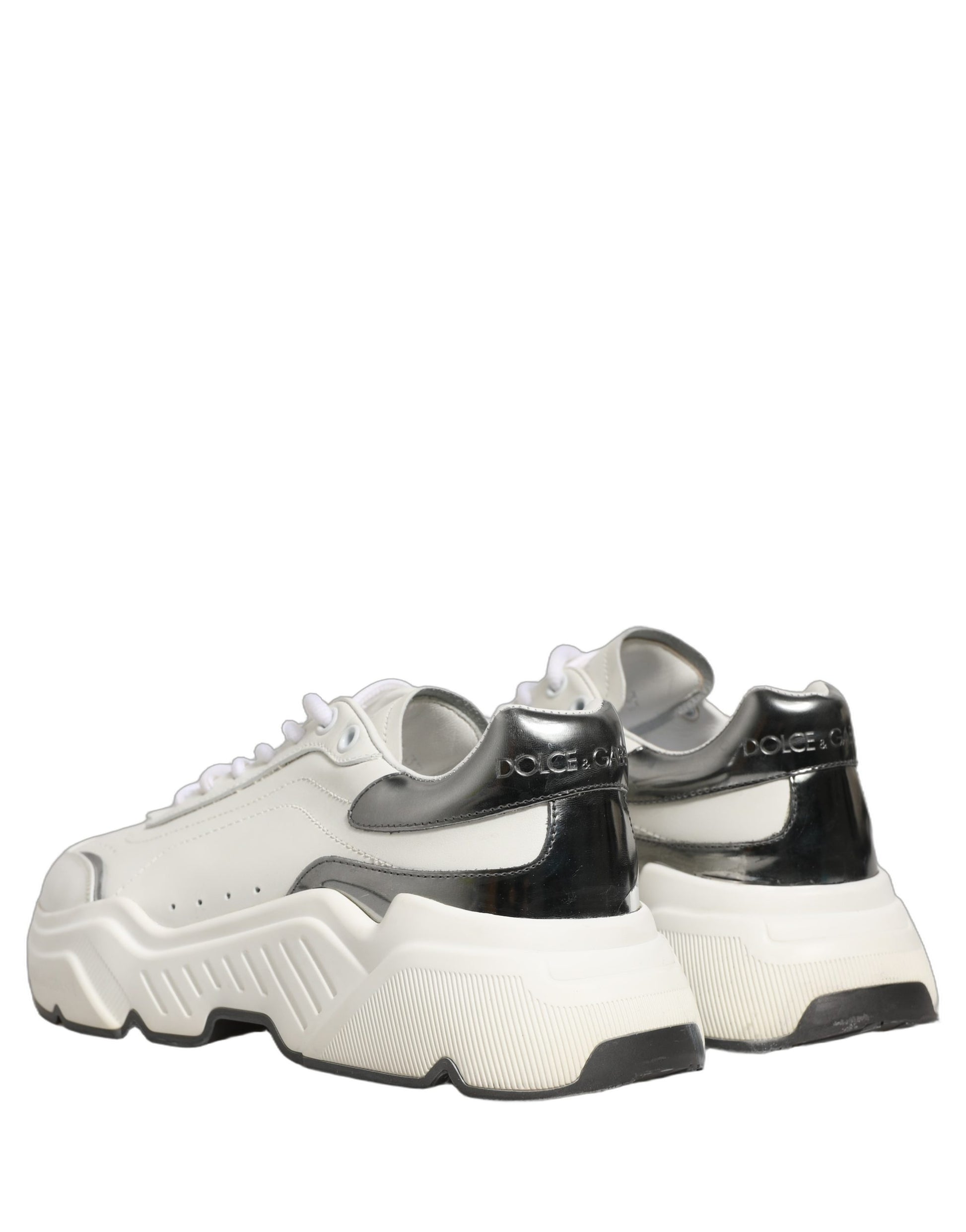 Chaussures Baskets Basses en Cuir Daymaster Dolce & Gabbana Blanc Argent