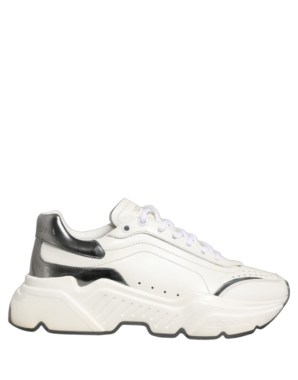 Chaussures Baskets Basses en Cuir Daymaster Dolce & Gabbana Blanc Argent