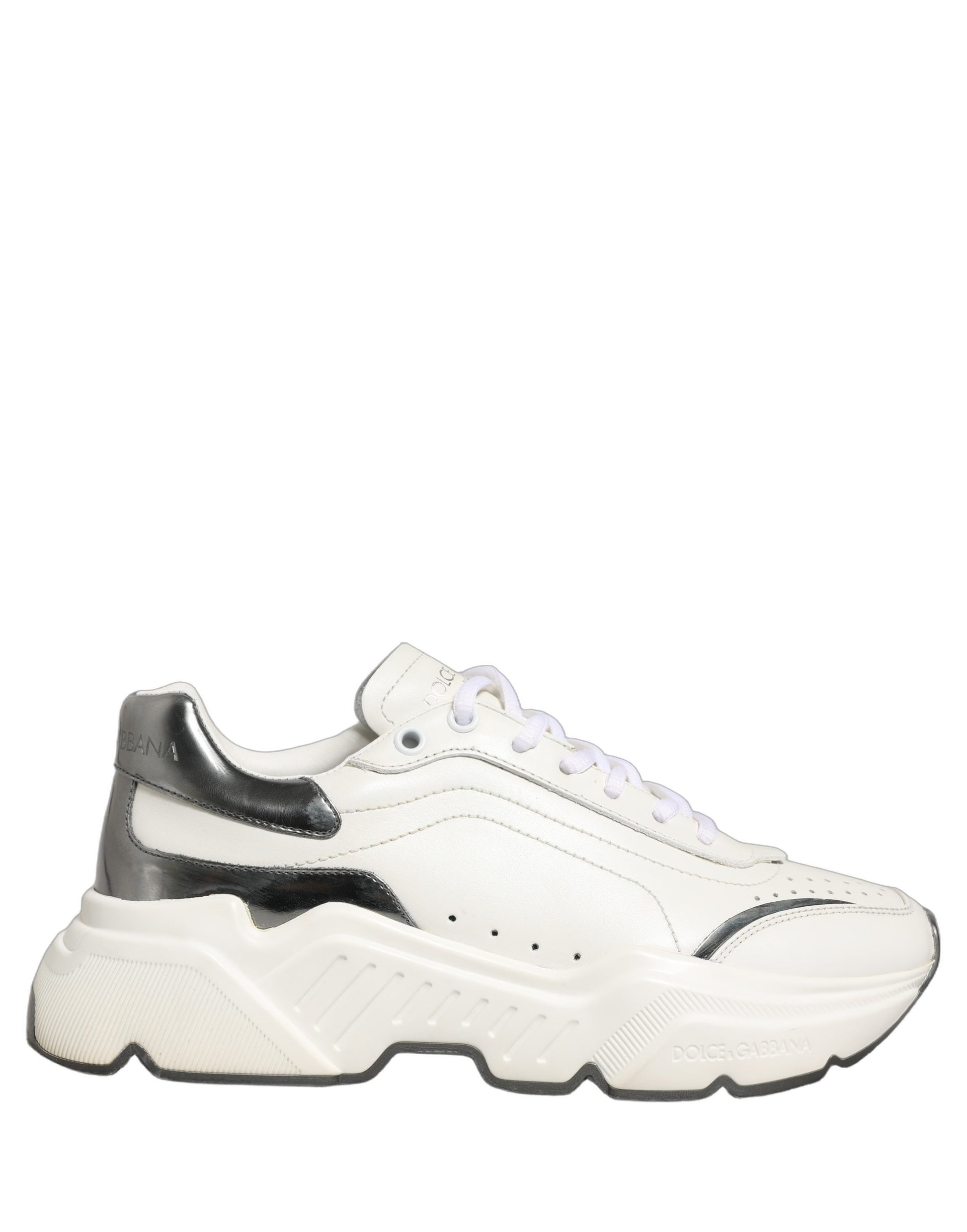 Chaussures Baskets Basses en Cuir Daymaster Dolce & Gabbana Blanc Argent