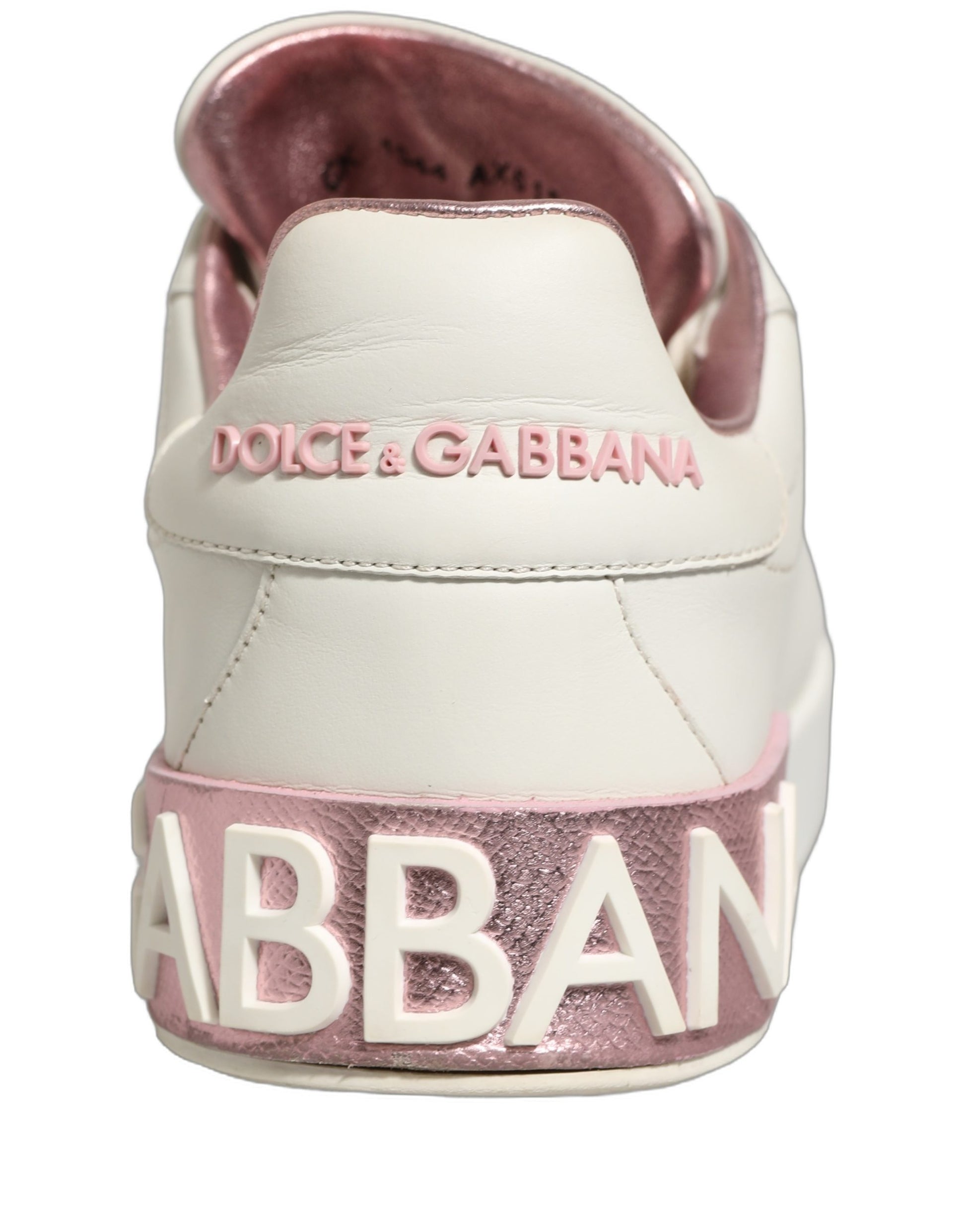 Chaussures Sneakers Basses Dolce & Gabbana en Cuir Blanc Rose