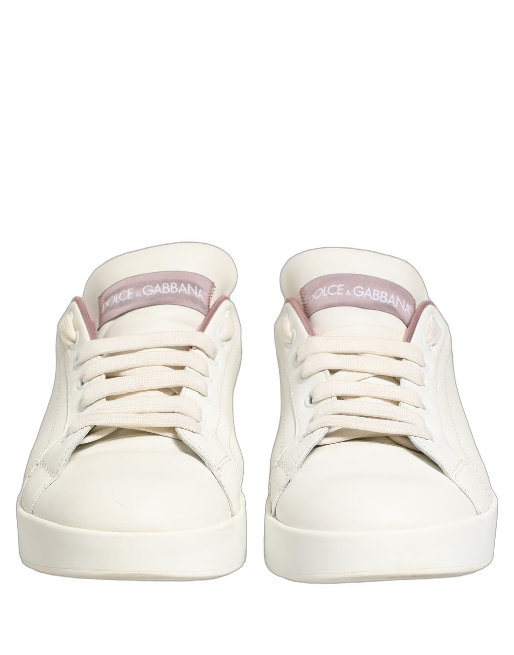 Chaussures Sneakers Basses Dolce & Gabbana en Cuir Blanc Rose