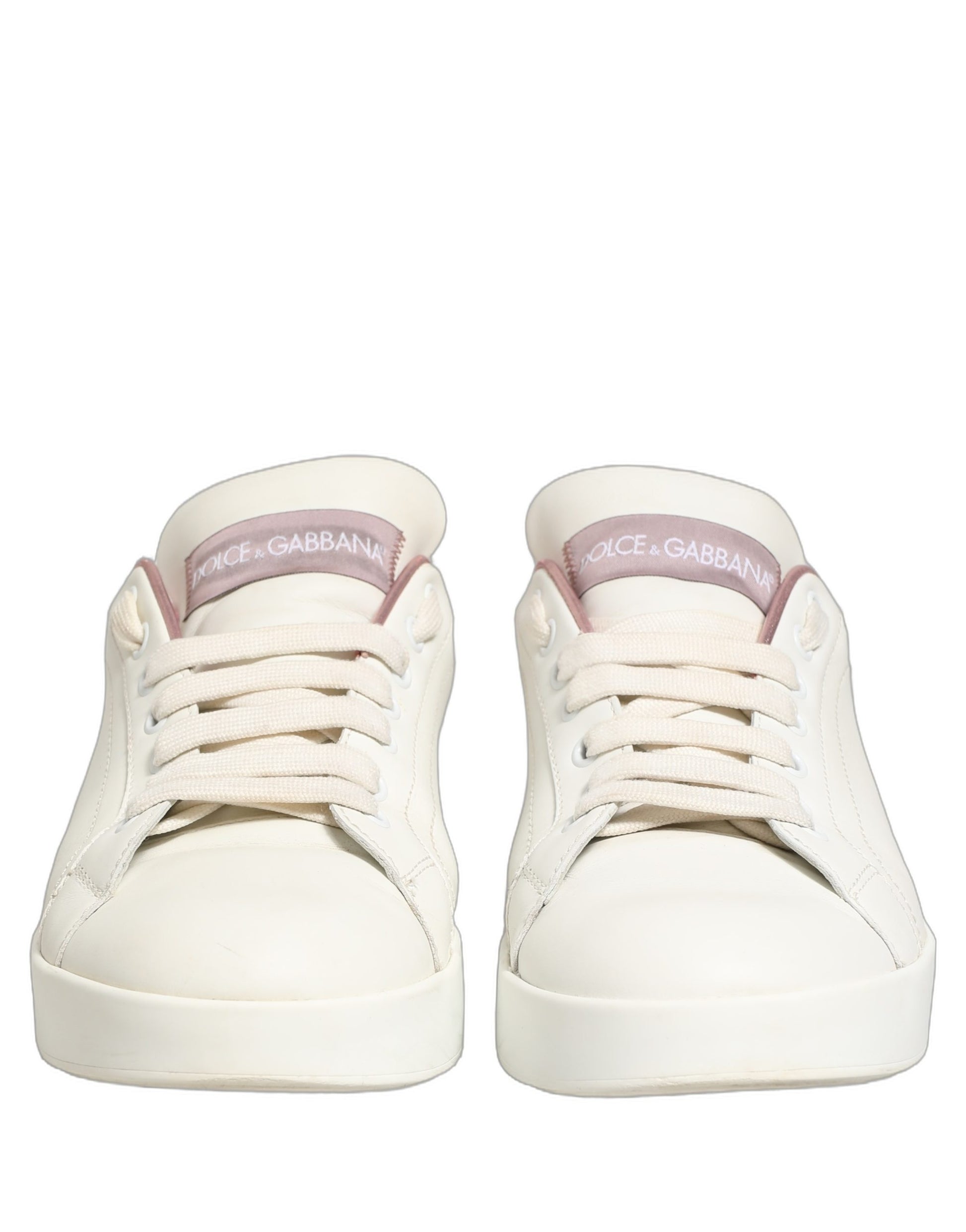 Chaussures Sneakers Basses Dolce & Gabbana en Cuir Blanc Rose