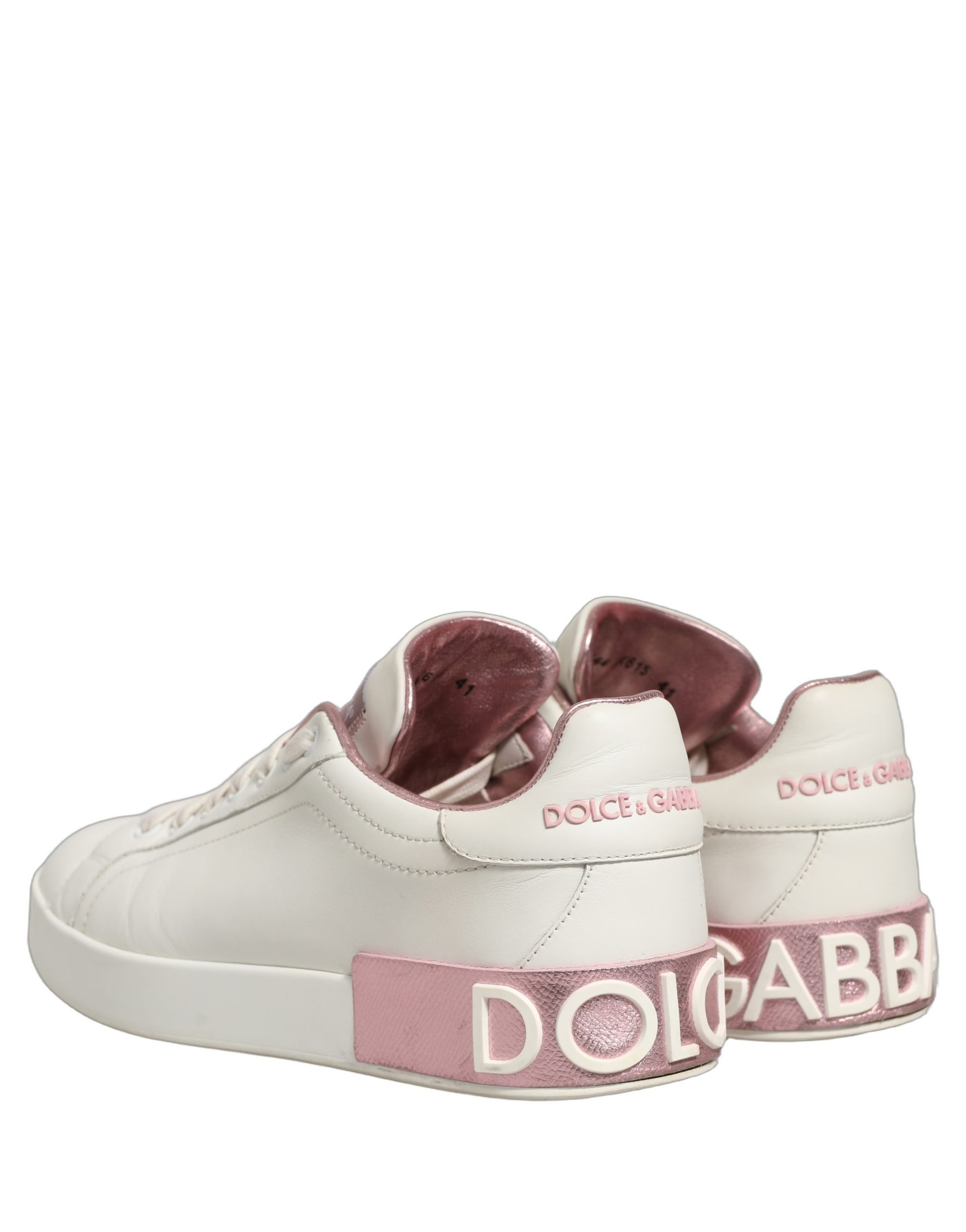 Chaussures Sneakers Basses Dolce & Gabbana en Cuir Blanc Rose