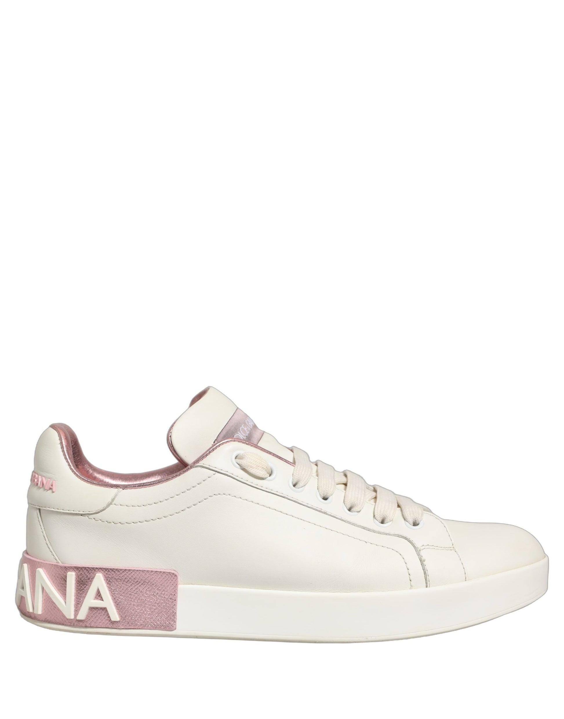 Chaussures Sneakers Basses Dolce & Gabbana en Cuir Blanc Rose