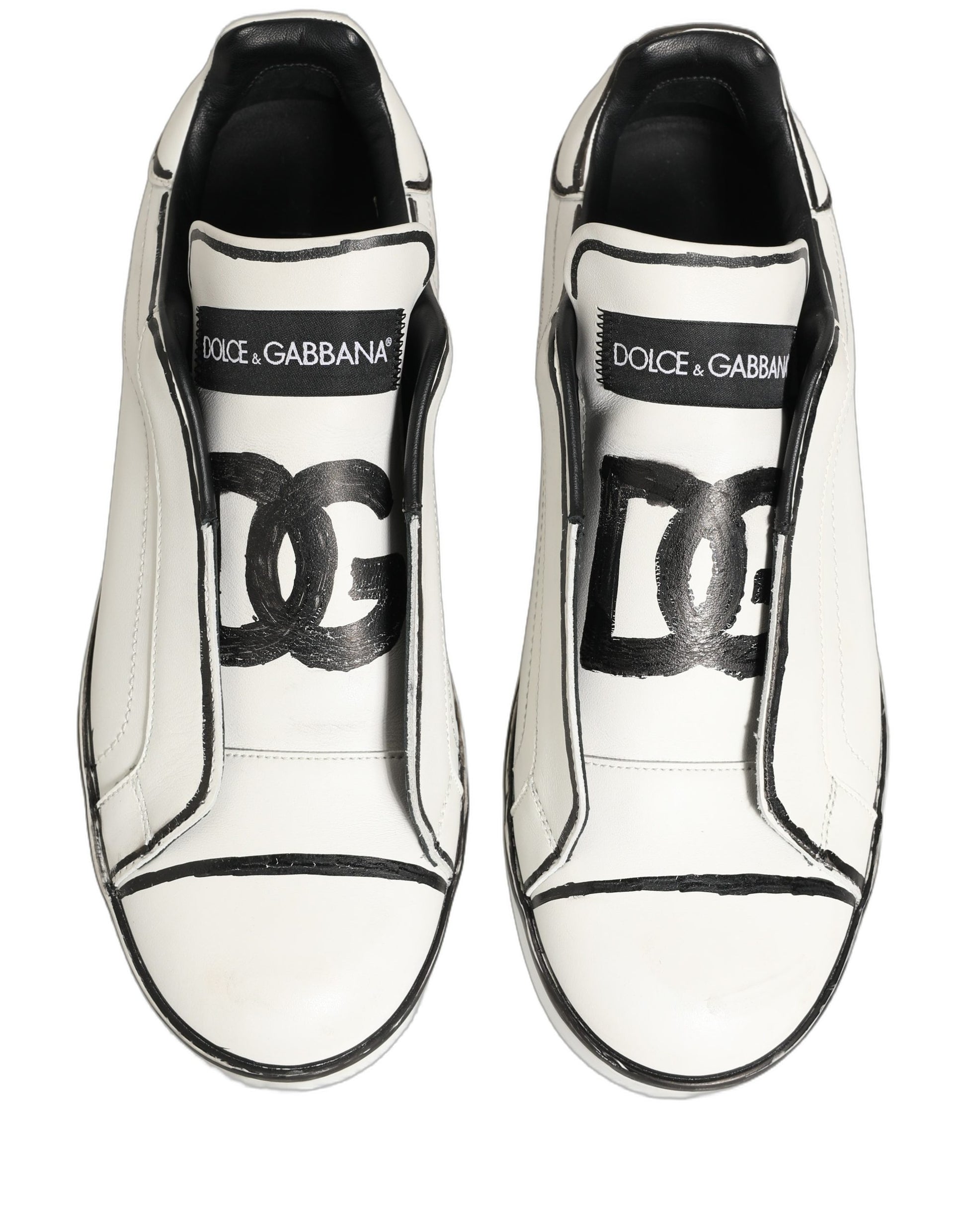 Dolce & Gabbana White Leather Portofino Low Top Sneakers Shoes