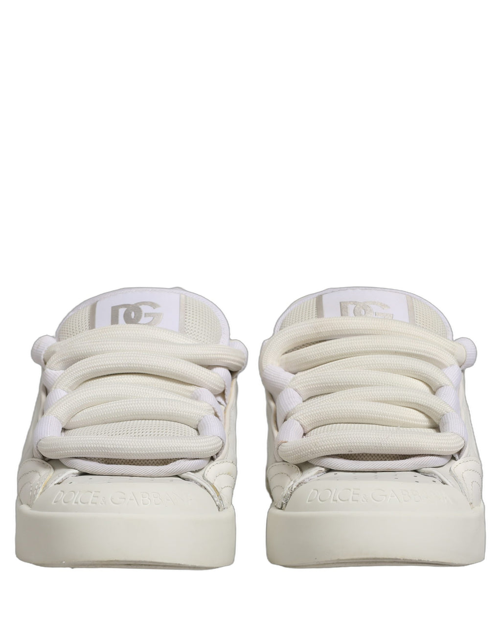 Dolce & Gabbana Baskets Portofino Space en Cuir Blanc