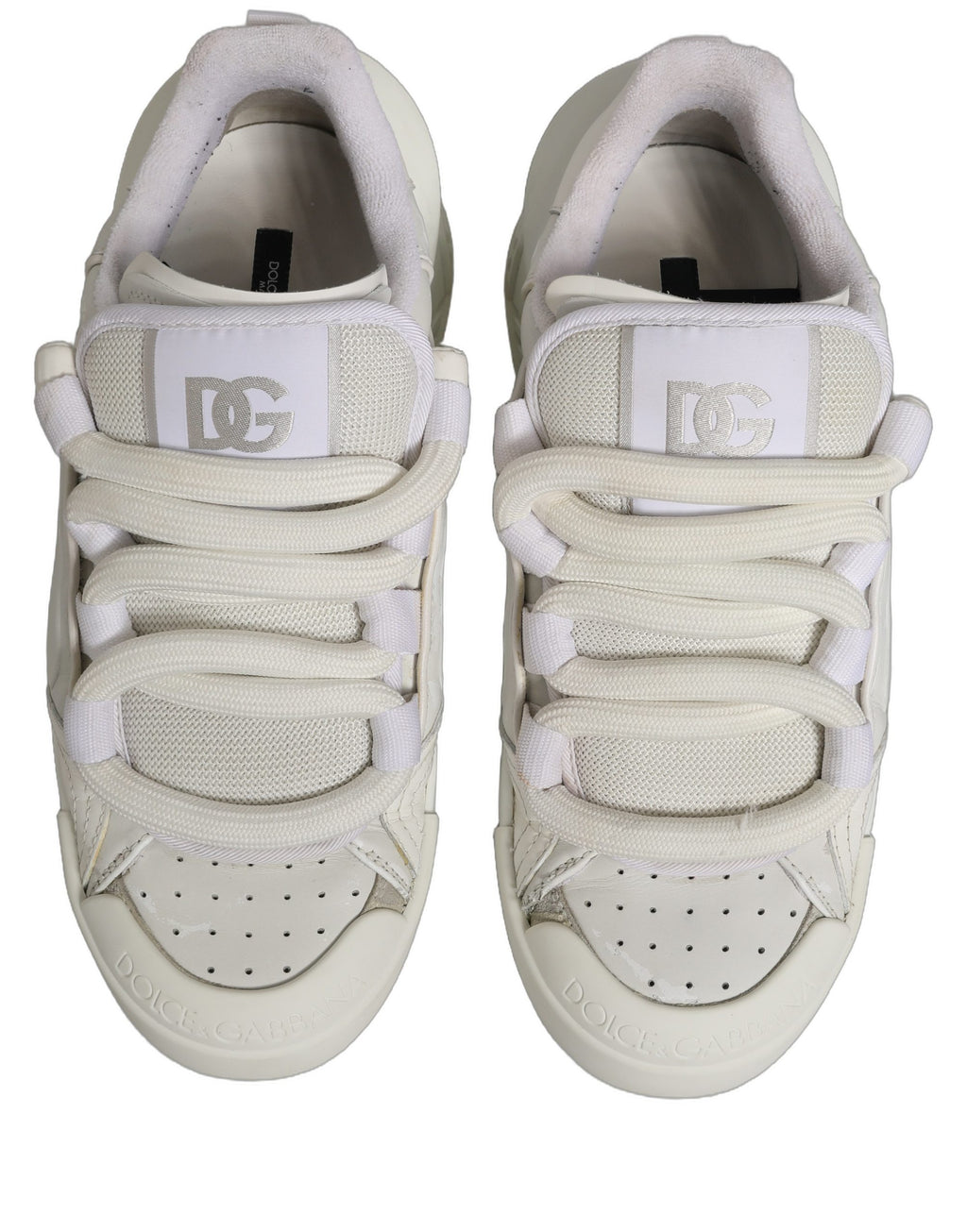 Dolce & Gabbana Baskets Portofino Space en Cuir Blanc