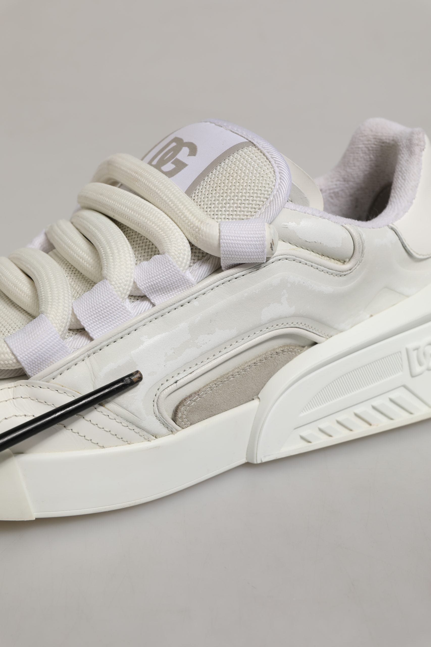 Dolce & Gabbana Baskets Portofino Space en Cuir Blanc