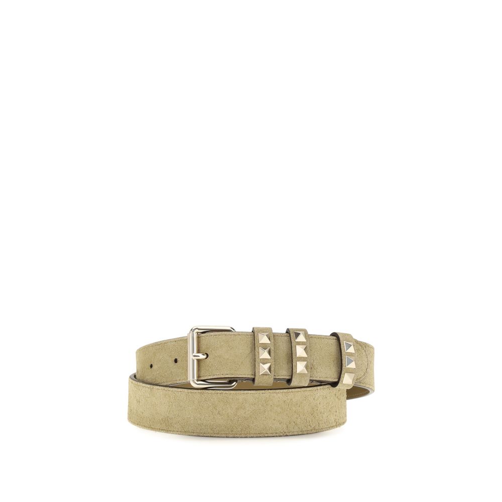 Ceinture classique Valentino Garavani en cuir suédé beige